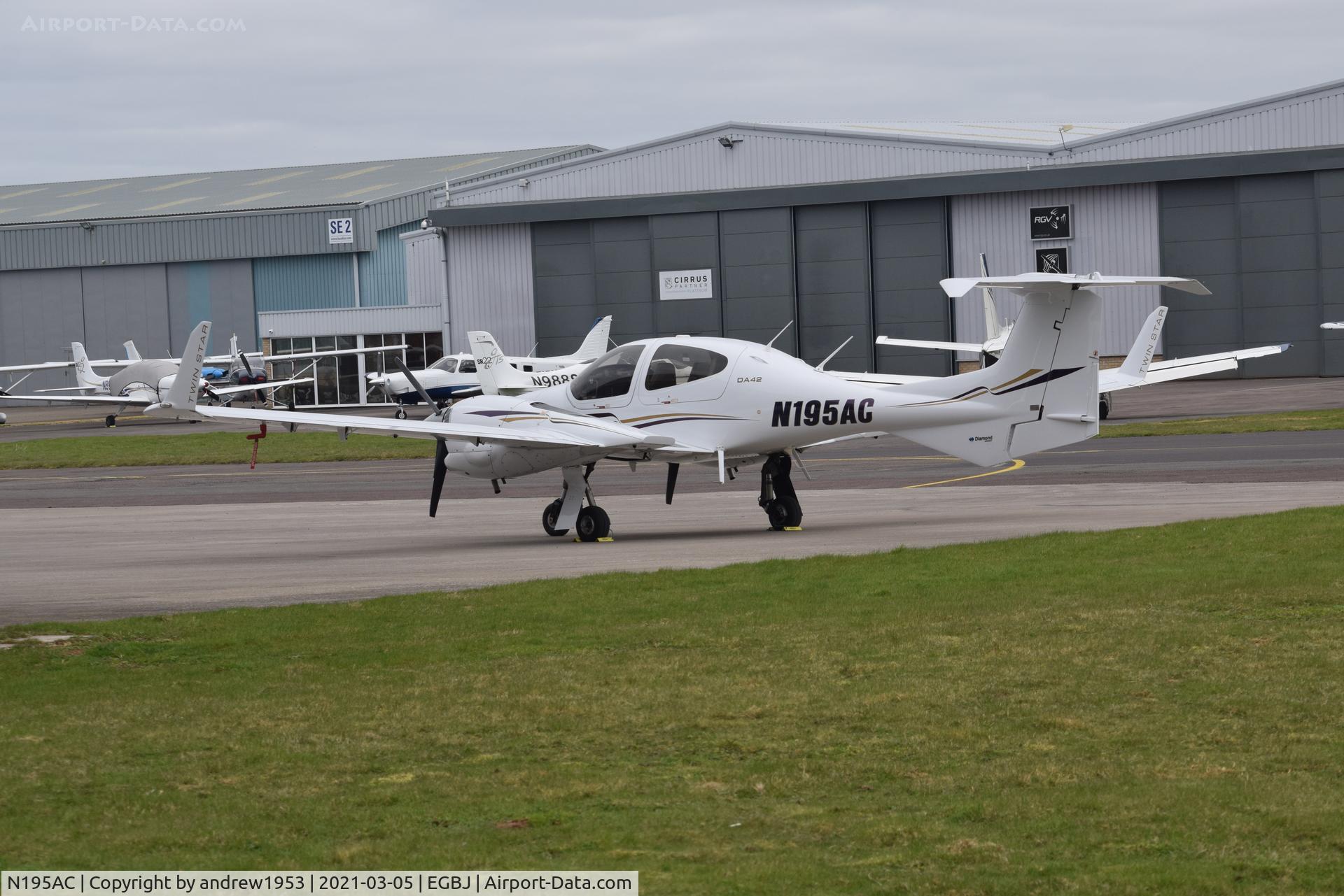 N195AC, 2007 Diamond DA-42 Twin Star C/N 42.AC040, N195AC at Gloucestershire Airport.