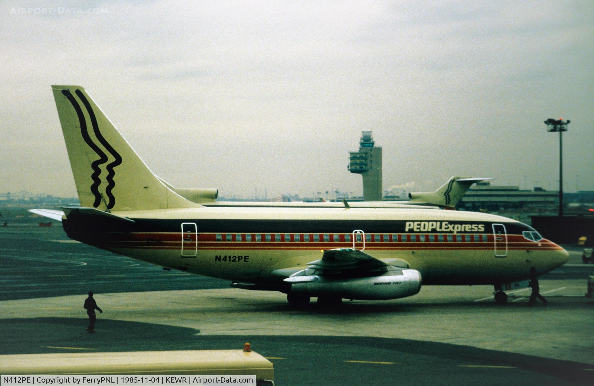 N412PE, 1968 Boeing 737-130 C/N 19029, People Express B737-130  pushed back, ex D-ABES