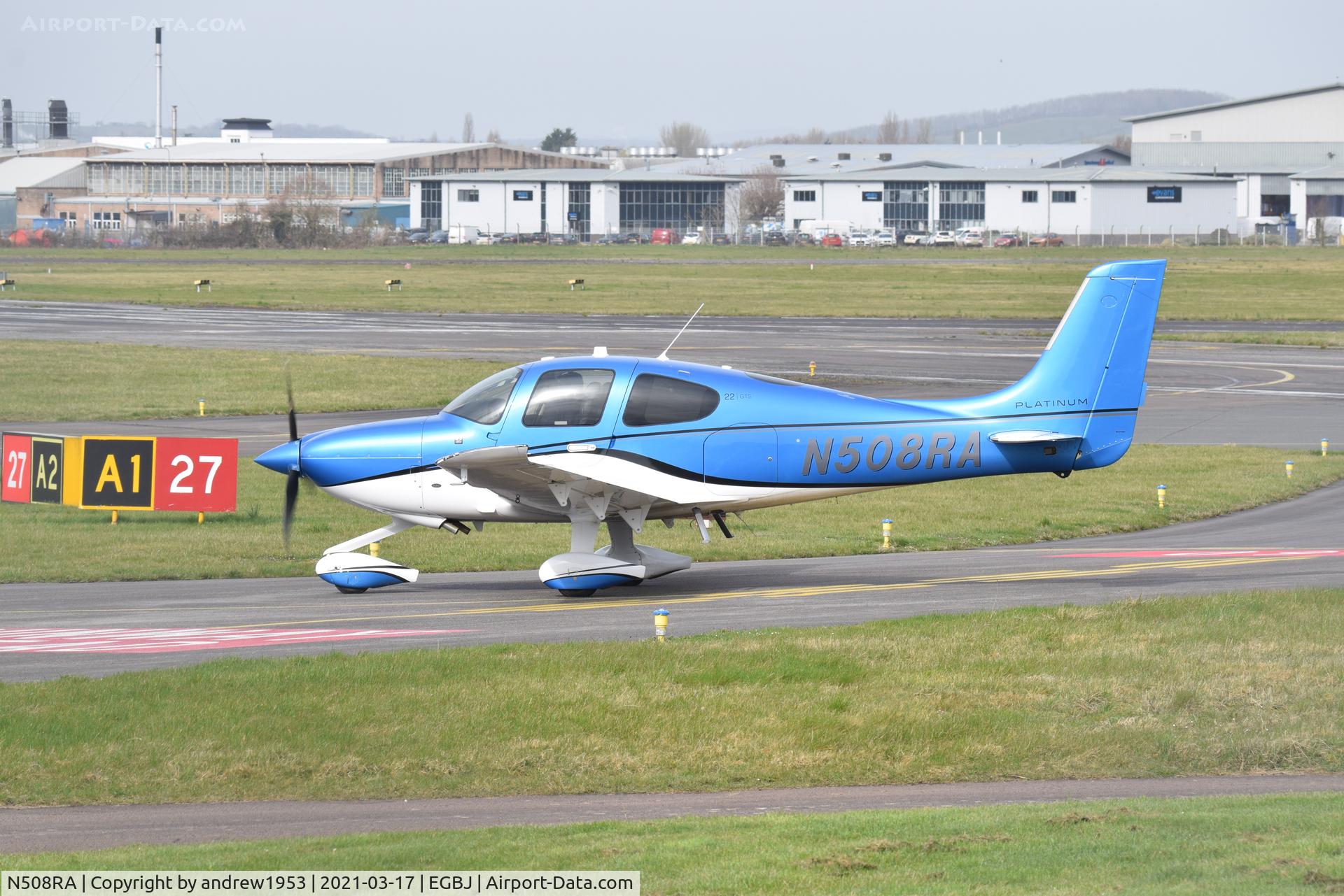 N508RA, 2017 Cirrus SR22 GTS C/N 4458, N508RA at Gloucestershire Airport.
