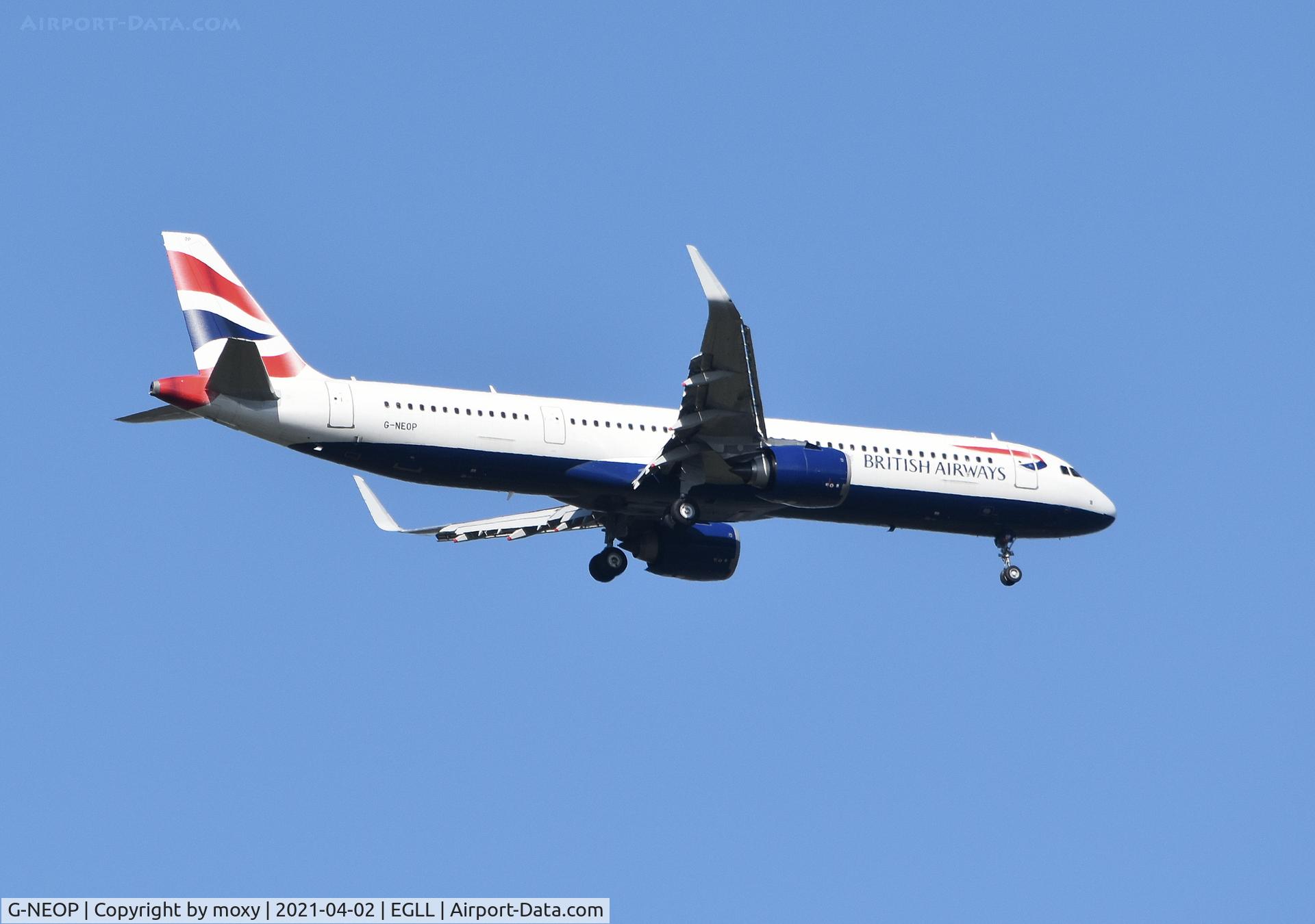 G-NEOP, 2019 Airbus A321-251NX C/N 8469, Airbus A321-251NX on finals to 9R London Heathrow.