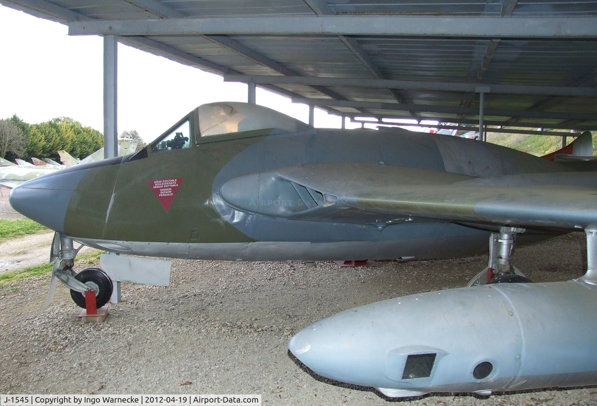 J-1545, De Havilland (F+W Emmen) DH-112 Venom FB.50 C/N 755, De Havilland (F+W Emmen) D.H.112 Venom FB50 at the Musee de l'Aviation du Chateau, Savigny-les-Beaune