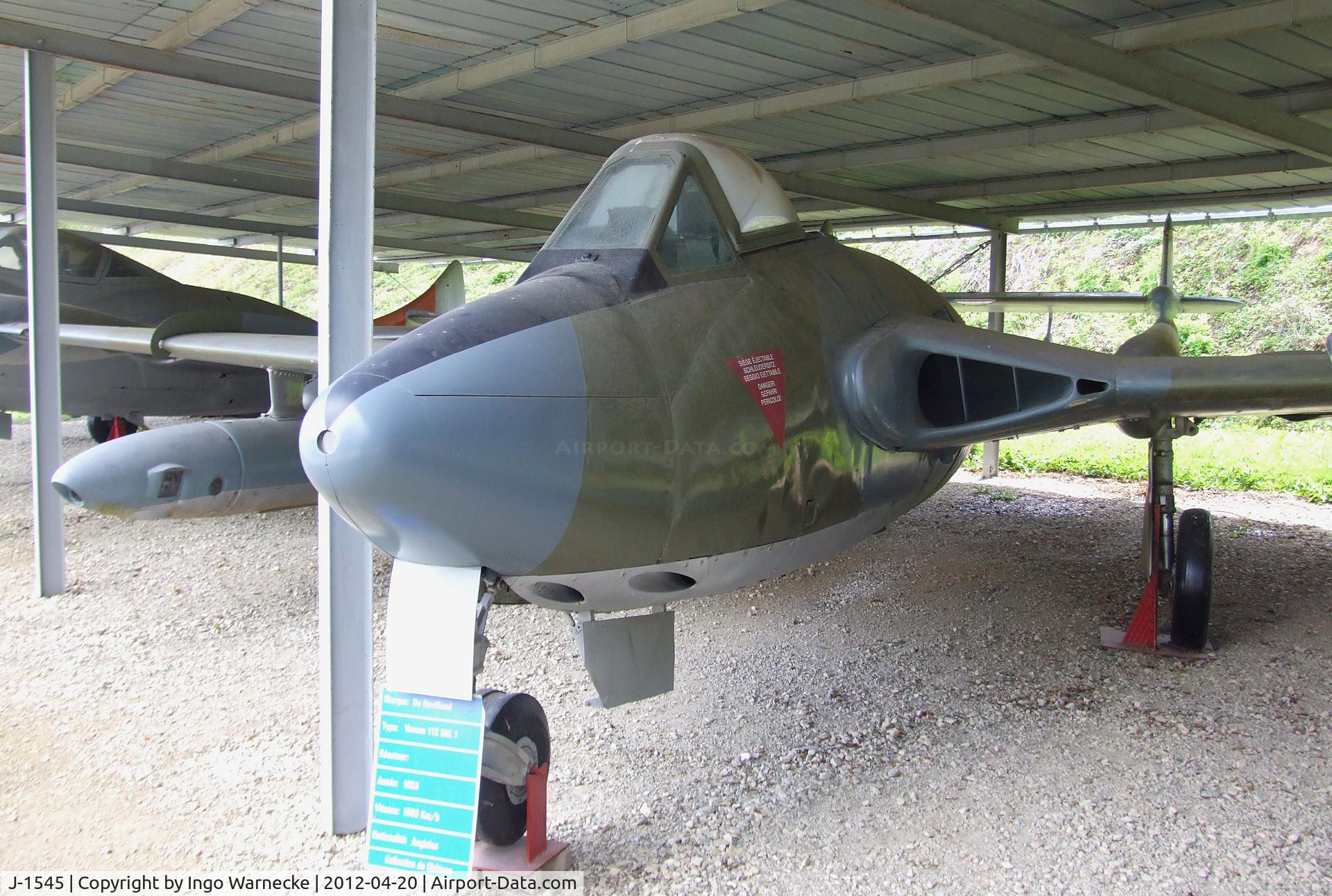 J-1545, De Havilland (F+W Emmen) DH-112 Venom FB.50 C/N 755, De Havilland (F+W Emmen) D.H.112 Venom FB50 at the Musee de l'Aviation du Chateau, Savigny-les-Beaune