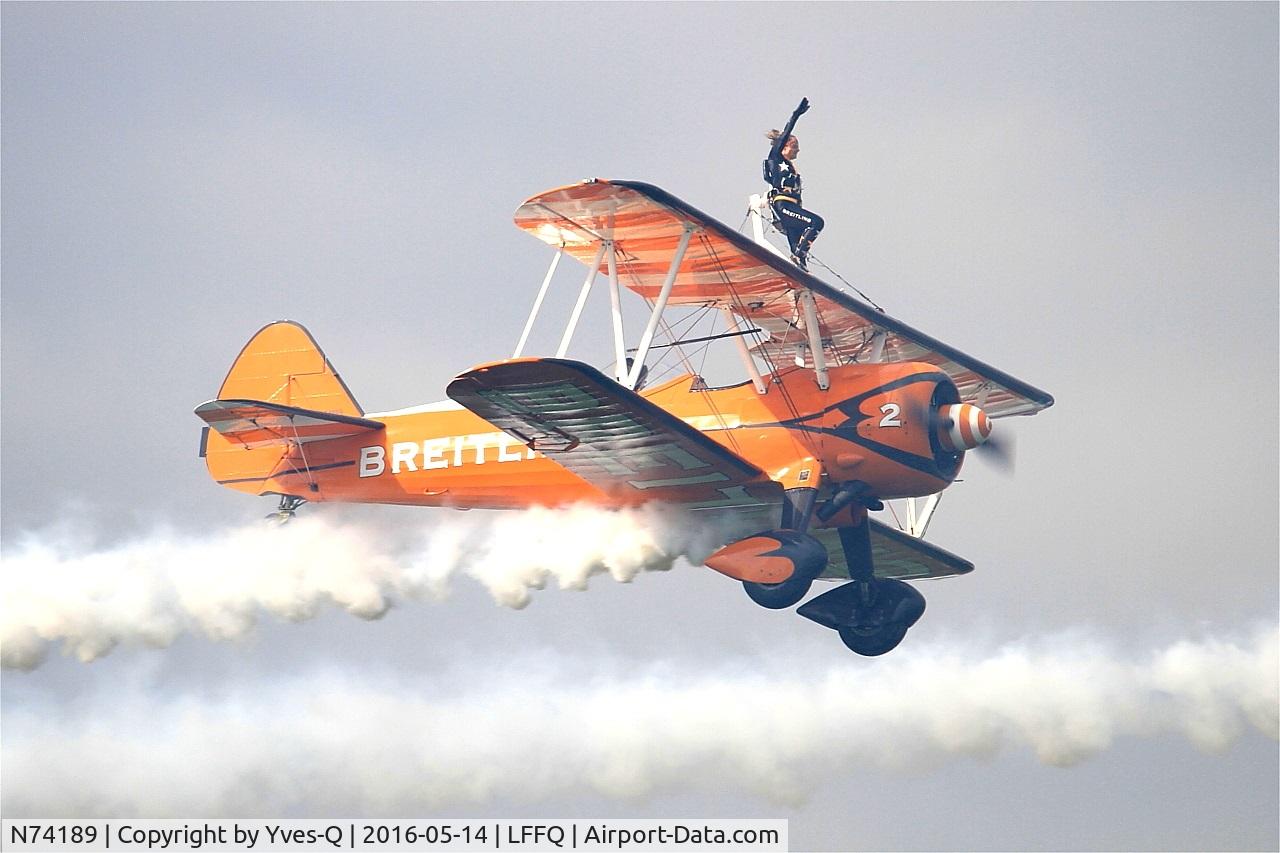N74189, 1941 Boeing PT-17/R985 Kaydet (A75N1) C/N 75-717, Boeing A75N1(PT17), On display, La Ferté-Alais airfield (LFFQ) Air show 2016