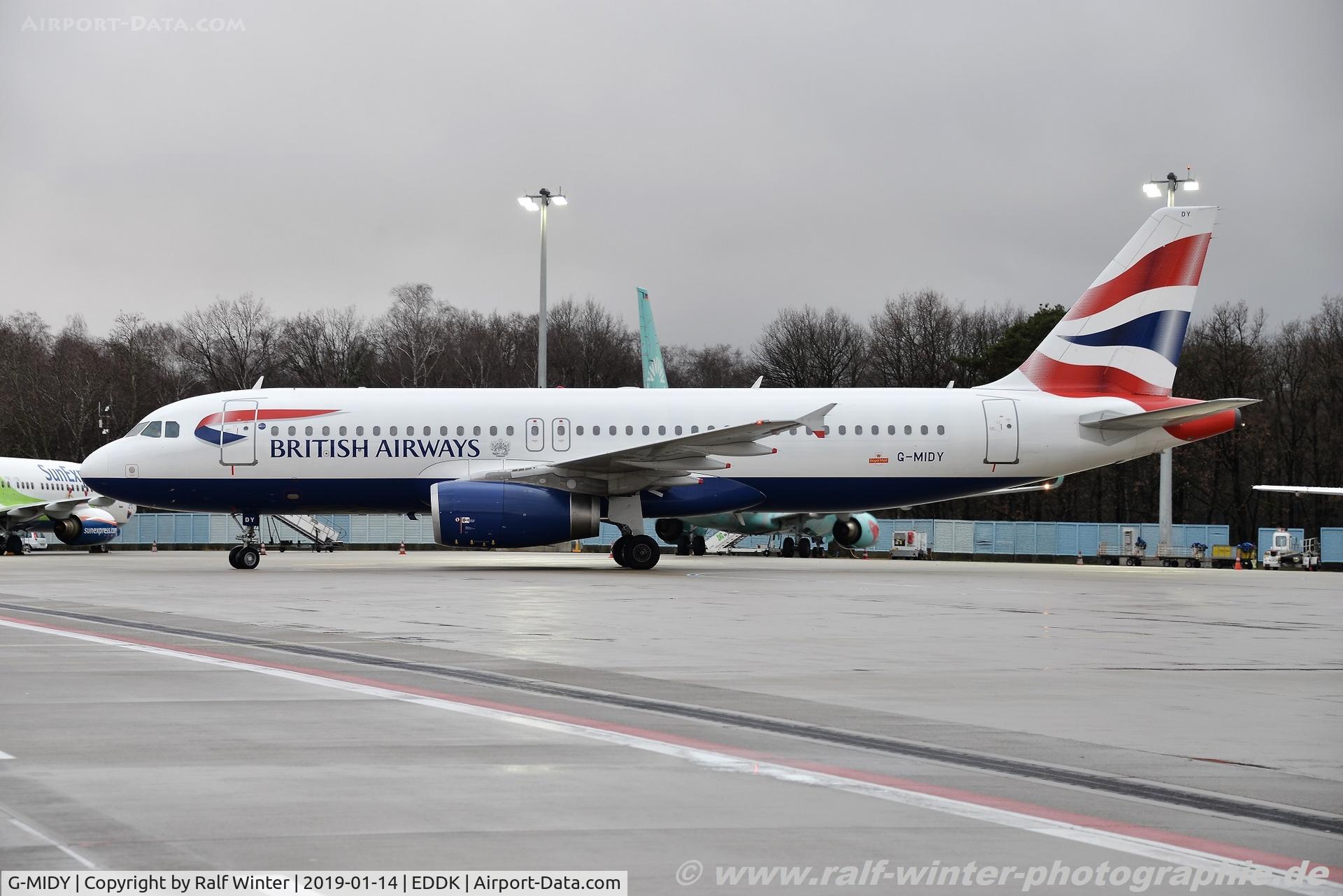 G-MIDY, 1999 Airbus A320-232 C/N 1014, Airbus A320-232 - BA BAW British Airways - 1014 - G-MIDY - 14.01.2019 - CGN