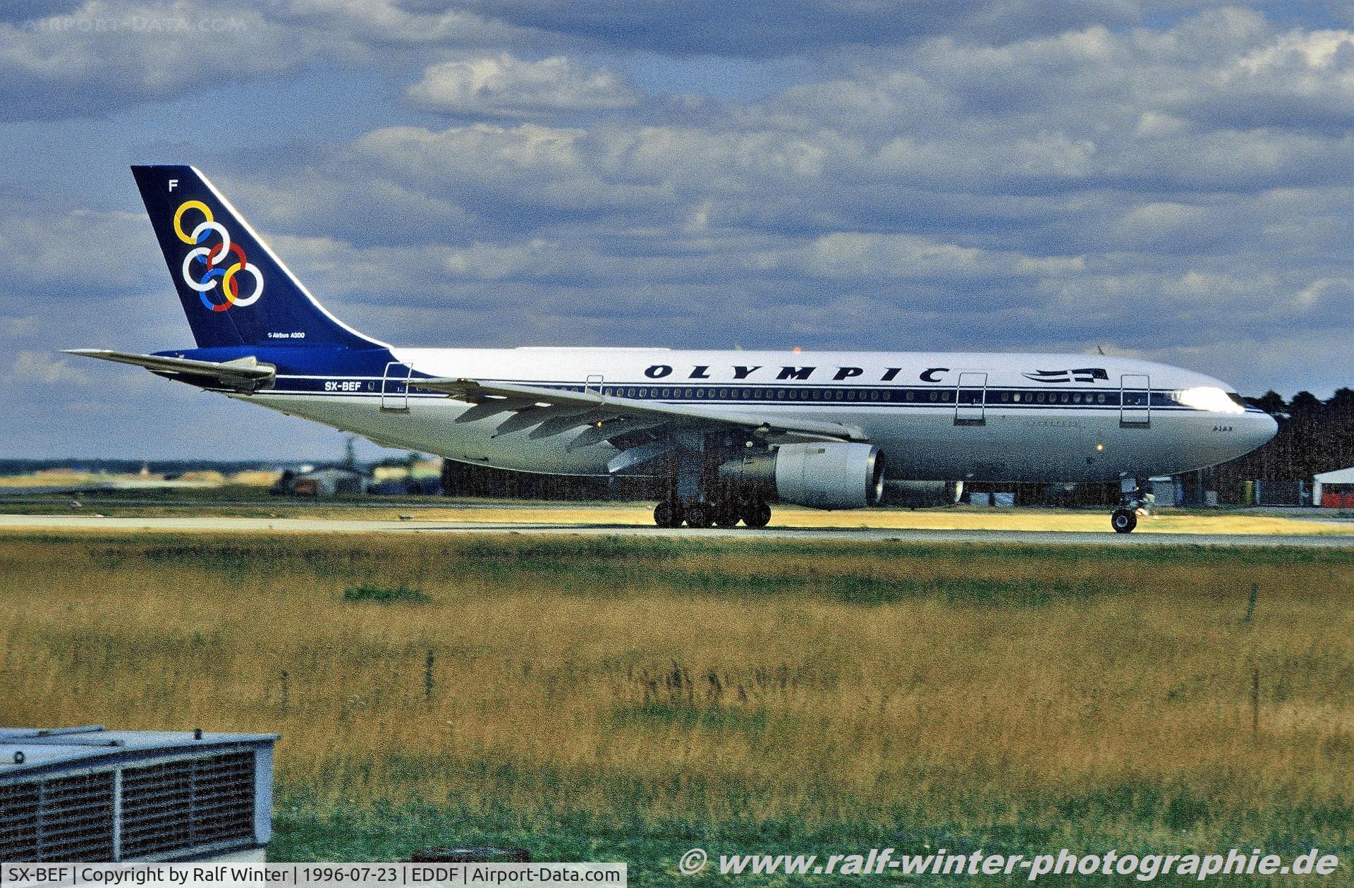 SX-BEF, 1980 Airbus A300B4-103 C/N 105, Airbus A300B4-103 - OA OAL Olympic Airways 'Ajax' - 105 - SX-BEF - 23.07.1996 - FRA
