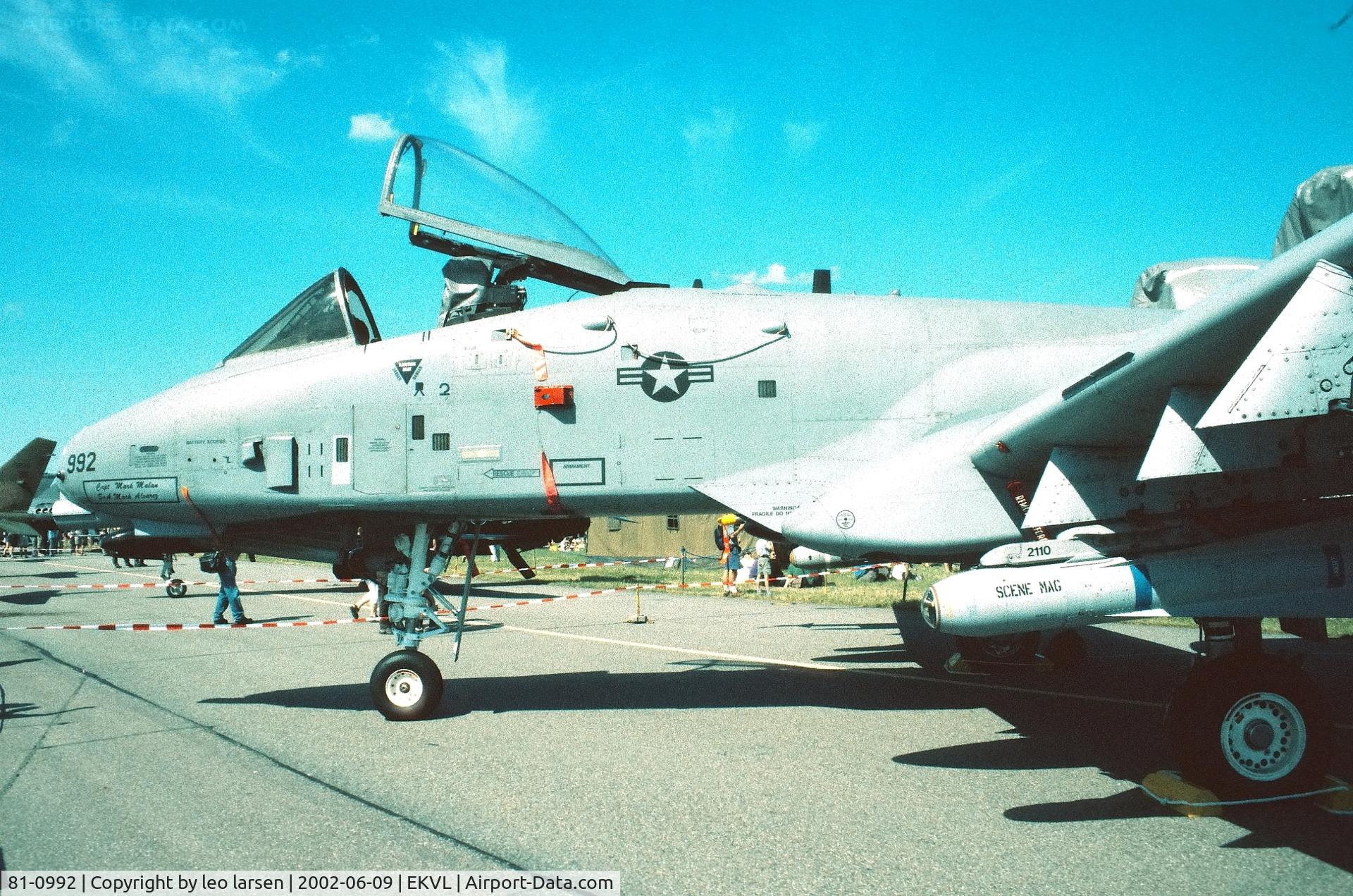 81-0992, 1981 Fairchild Republic A-10A Thunderbolt II C/N A10-0687, Værløse Air Base Denmark 9.6.2002