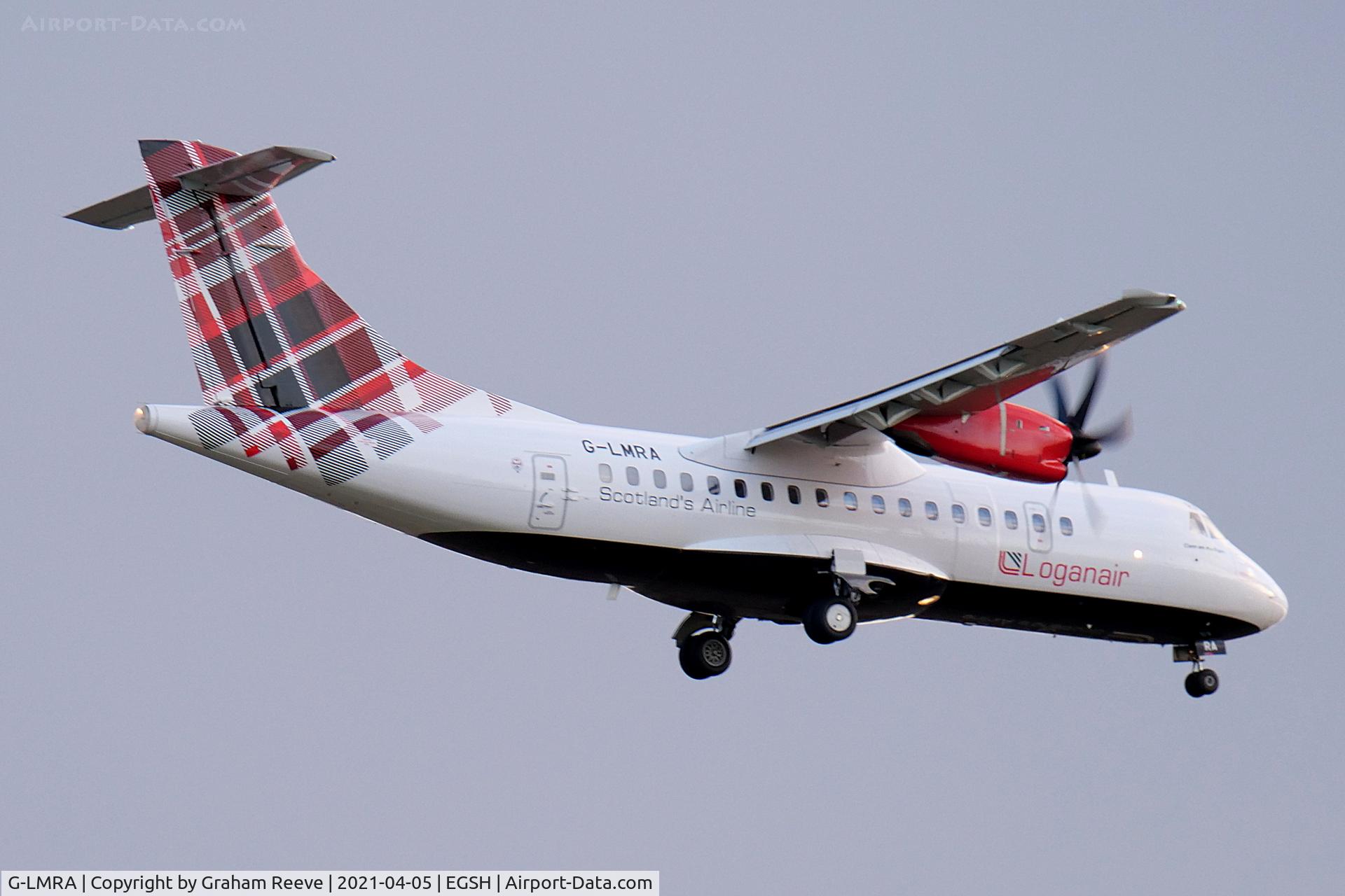 G-LMRA, 1996 ATR 42-500 C/N 490, On approach to Norwich.