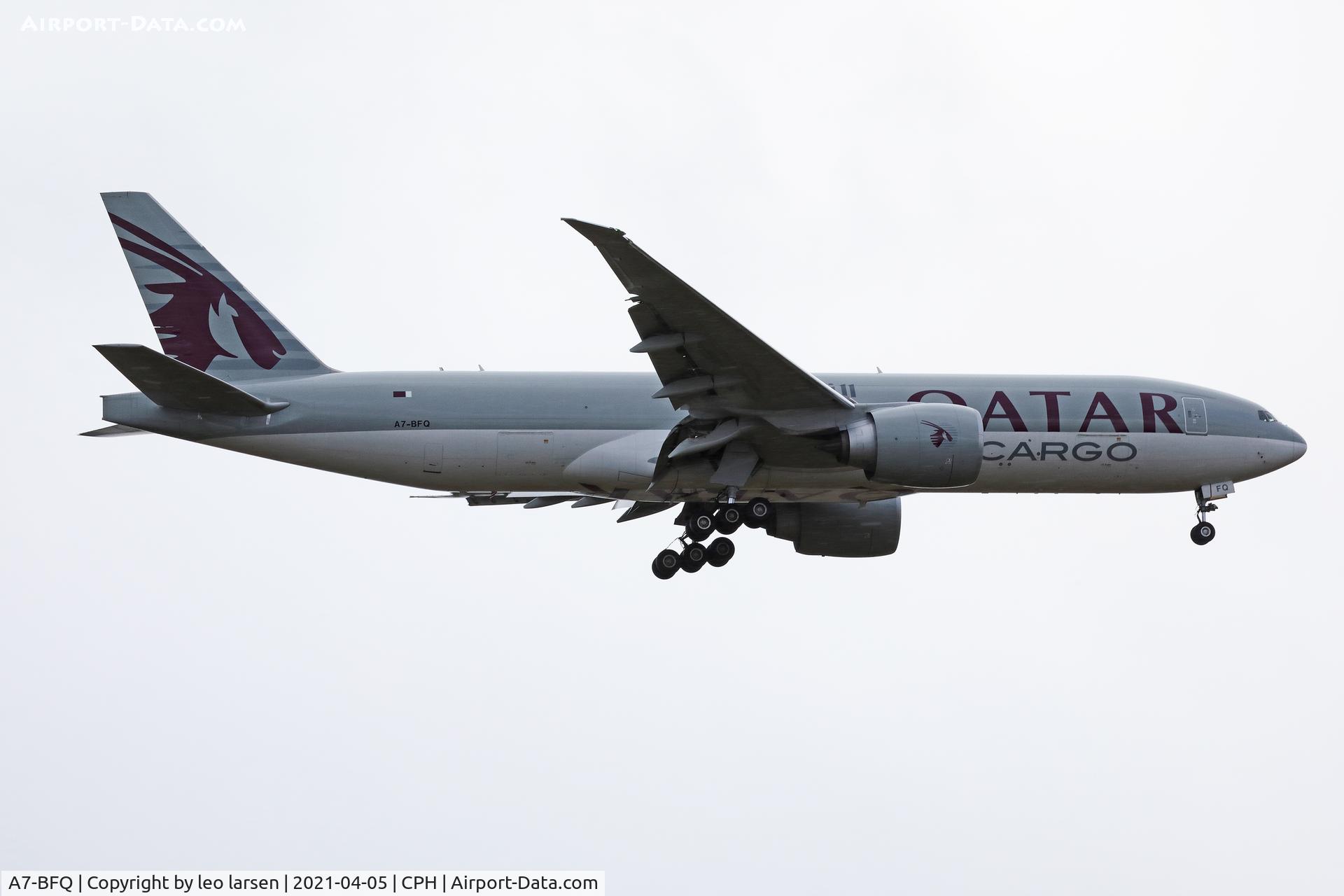 A7-BFQ, 2019 Boeing 777-FDZ C/N 66335, Copenhagen 6.4.2021 app to R-30
