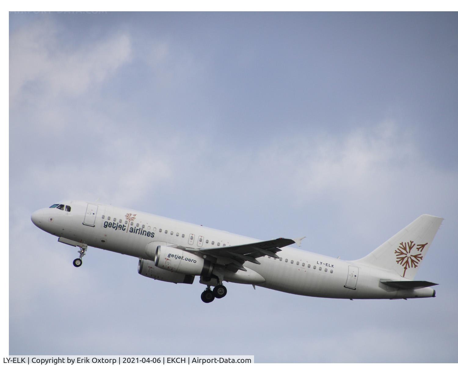 LY-ELK, 2003 Airbus A320-232 C/N 2077, LY-ELK taking off rw 22R