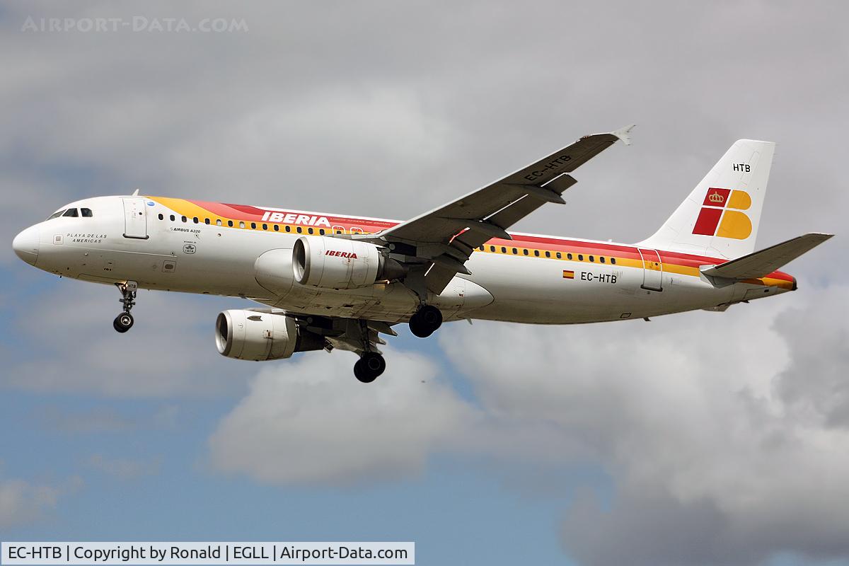EC-HTB, 2001 Airbus A320-214 C/N 1530, at lhr