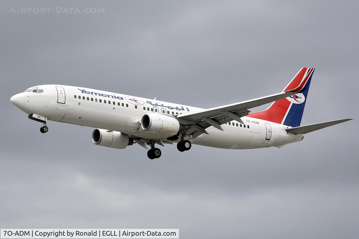7O-ADM, 2002 Boeing 737-8Q8 C/N 28252, at lhr