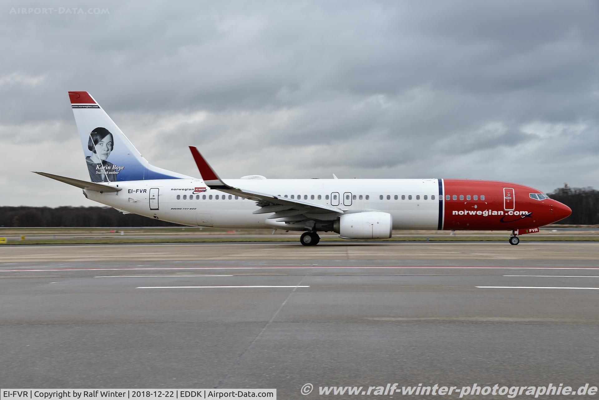 EI-FVR, 2017 Boeing 737-8JP C/N 42279, Boeing 737-8JP(W) - IBK Norwegian Air International 'Karin Boye' - 42279 - EI-FVR - 22.12.2018 - CGN