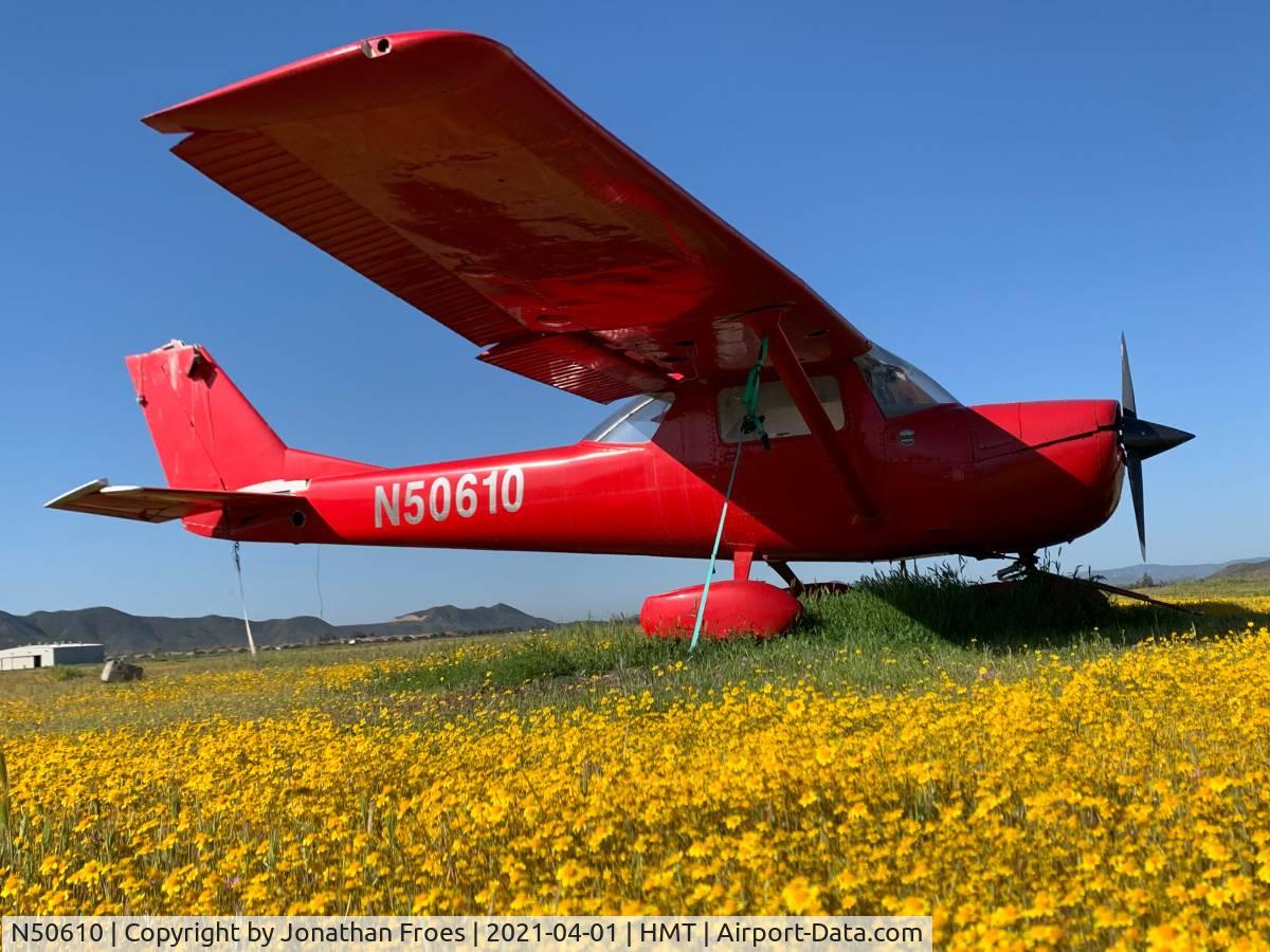 N50610, 1968 Cessna 150J C/N 15069431, Parked at Hemet Airport in California before transporting to Phoenix, AZ