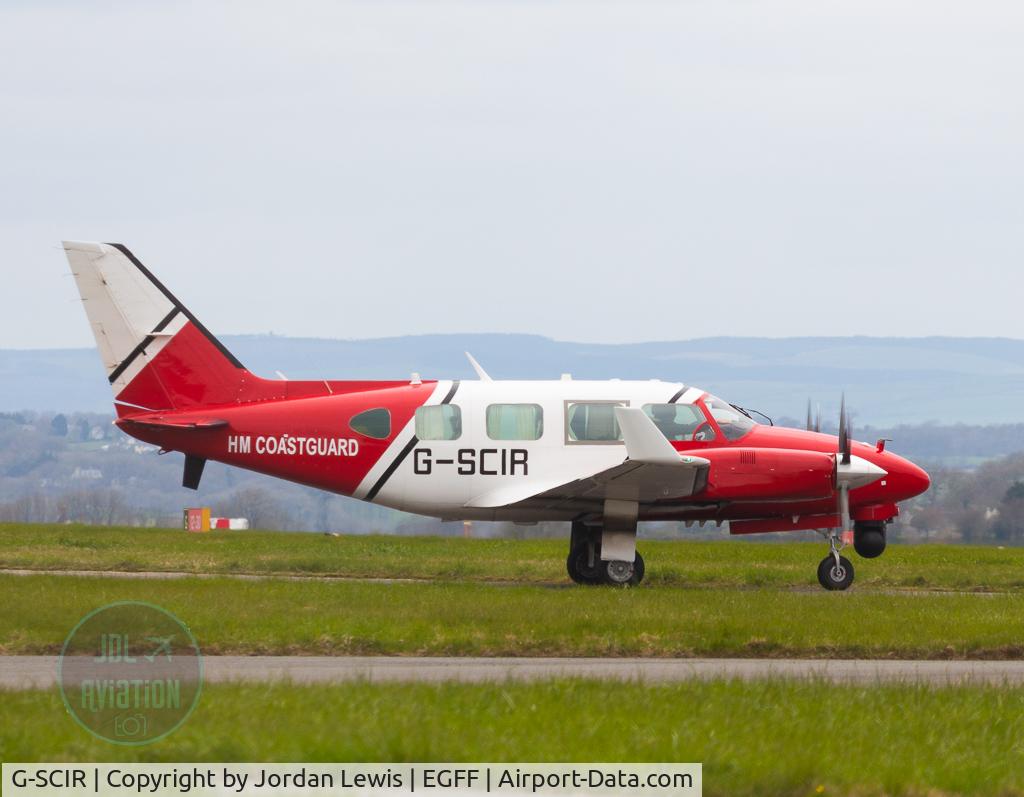 G-SCIR, 1977 Piper PA-31-310 Navajo C/N 31-7712038, HM Coastguard arriving at EGFF for refuel