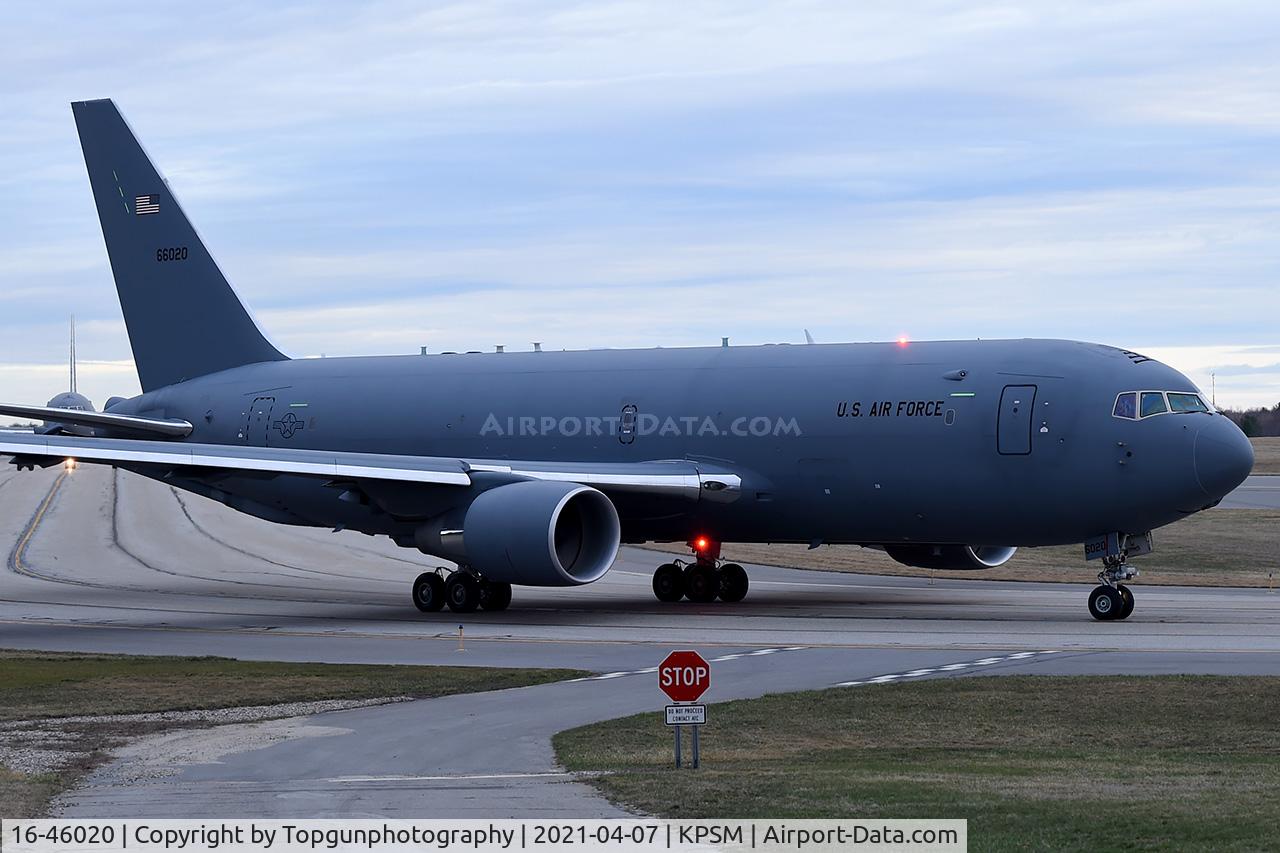 16-46020, 2016 Boeing KC-46A Pegasus (767-2LKC) C/N 34137, PACK81 flight lead heads to RW16