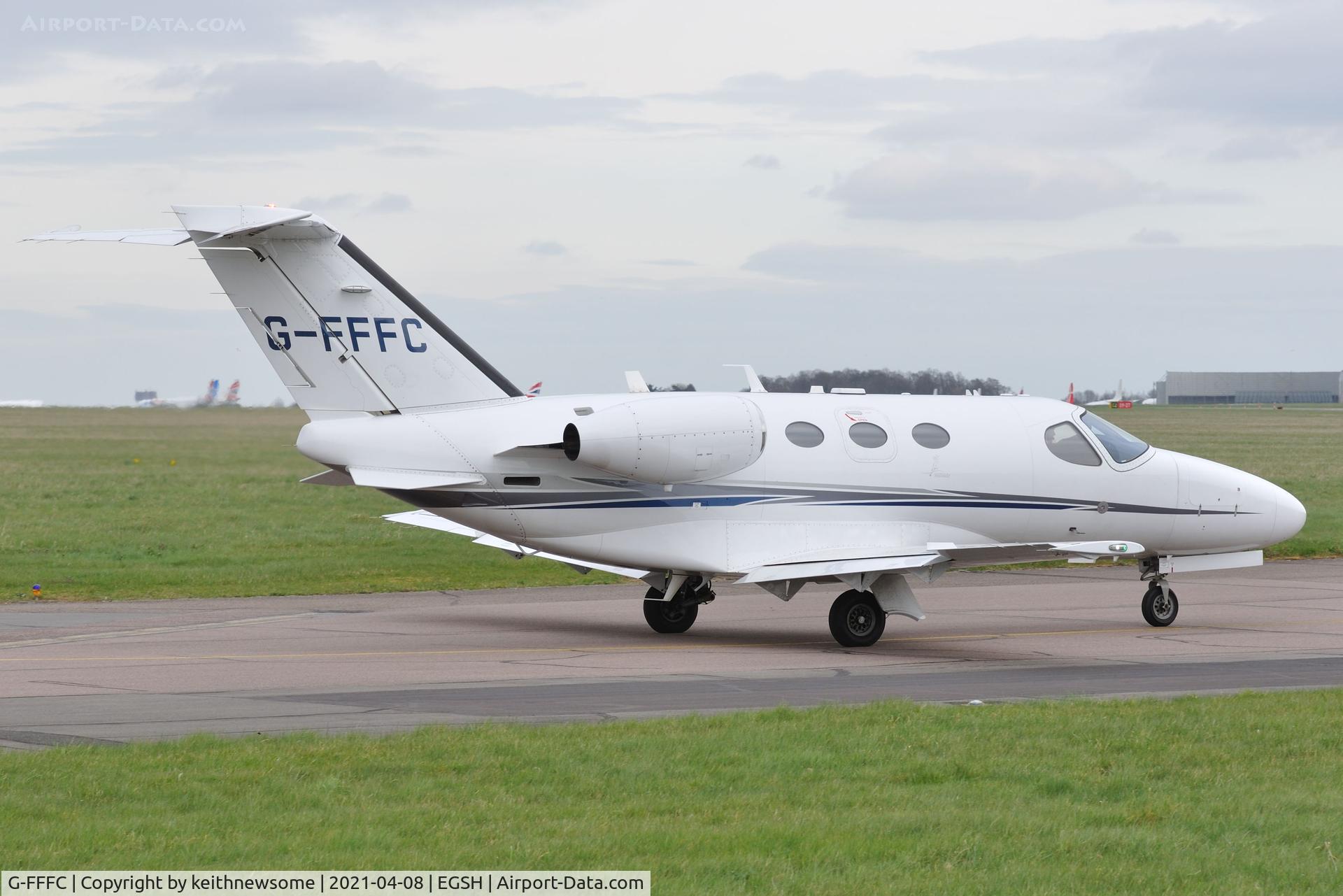G-FFFC, 2014 Cessna 510 Citation Mustang Citation Mustang C/N 510-0451, Leaving Norwich.