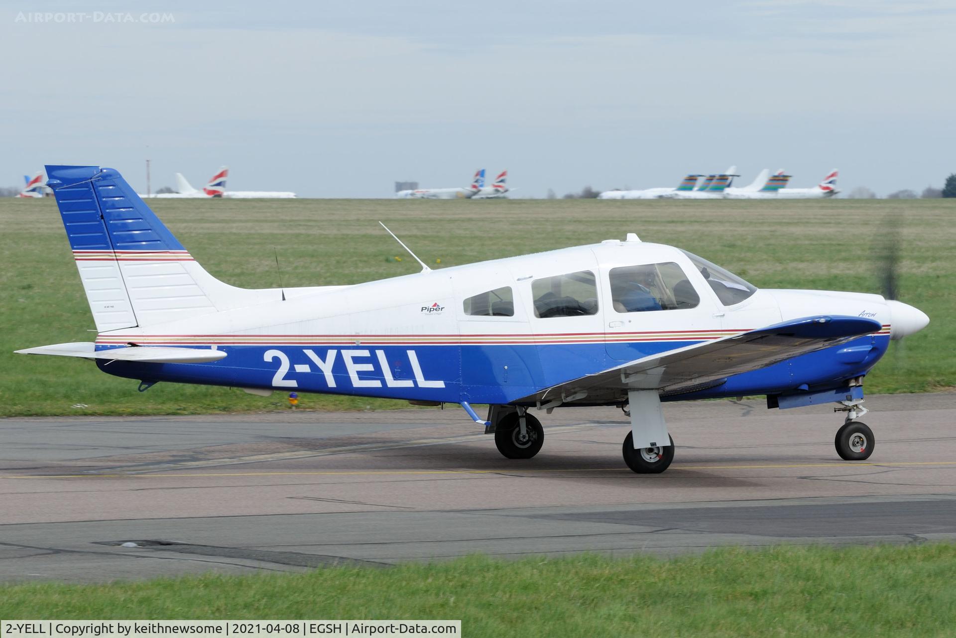 2-YELL, 2005 Piper PA-28R-201 Cherokee Arrow III C/N 2844118, Leaving Norwich for Fairoaks.