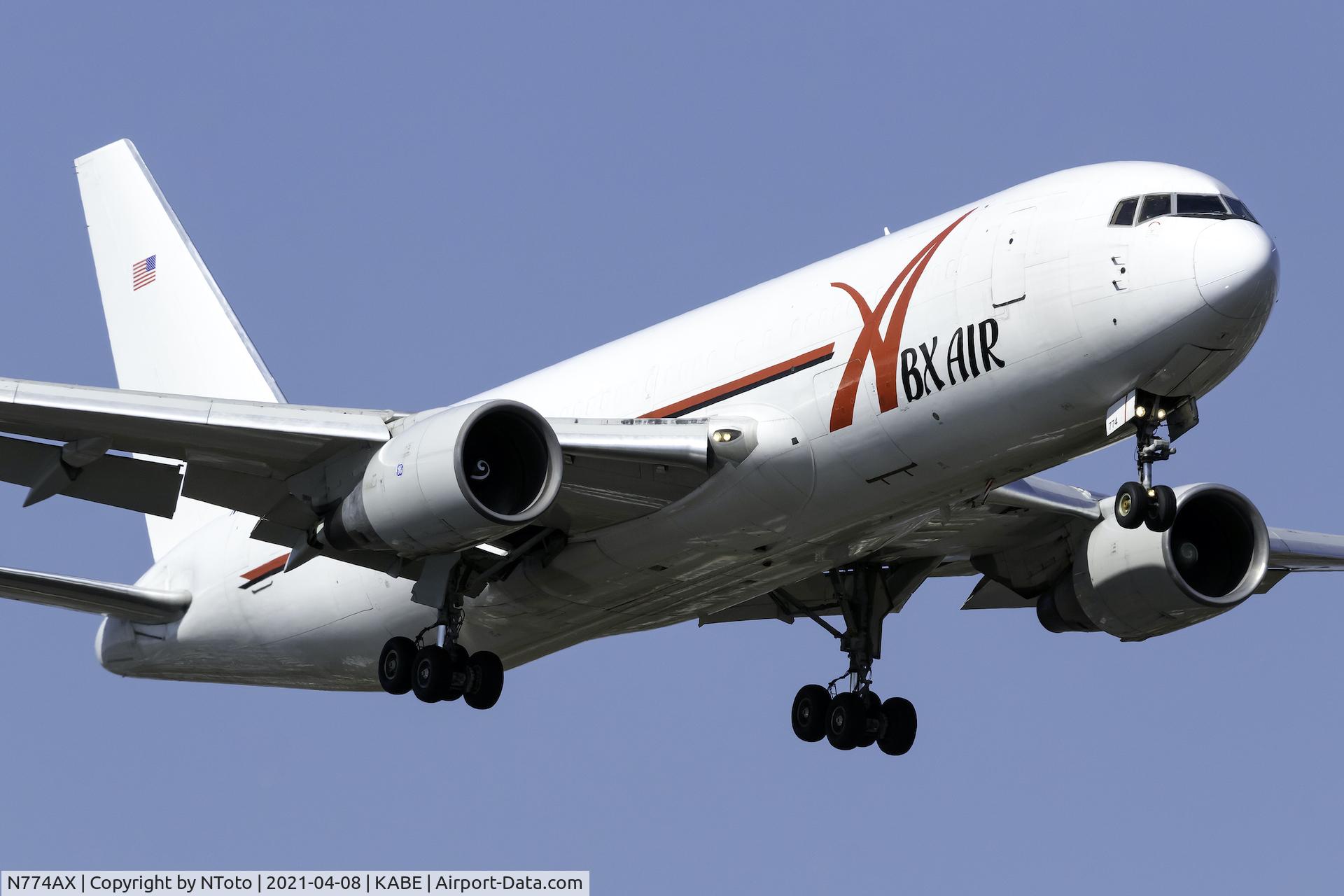 N774AX, 1983 Boeing 767-281 C/N 22789, Landing at ABE from SMF.