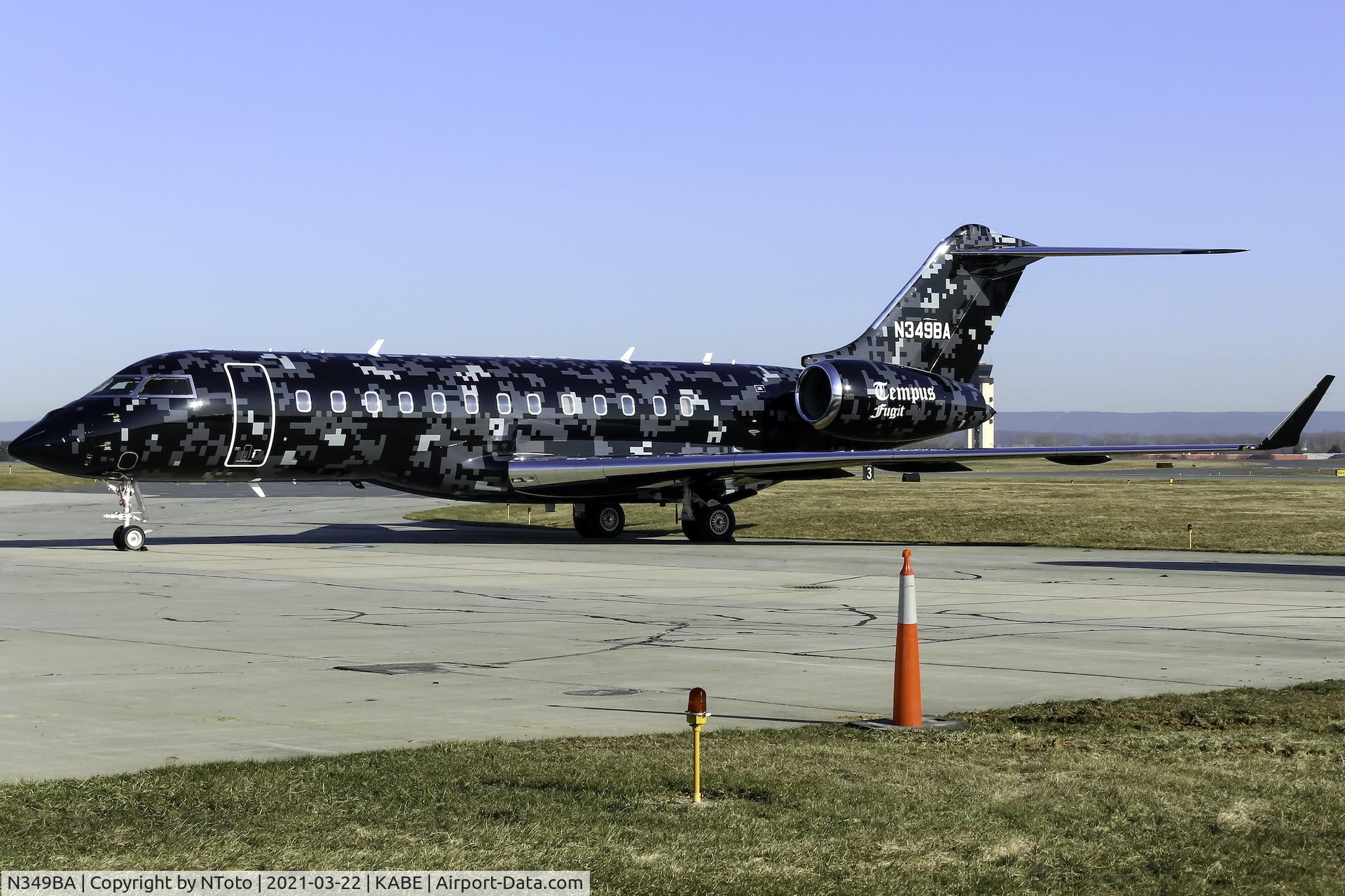 N349BA, 2007 Bombardier BD-700-1A10 Global Express C/N 9239, Resting on the ramp at ABE.