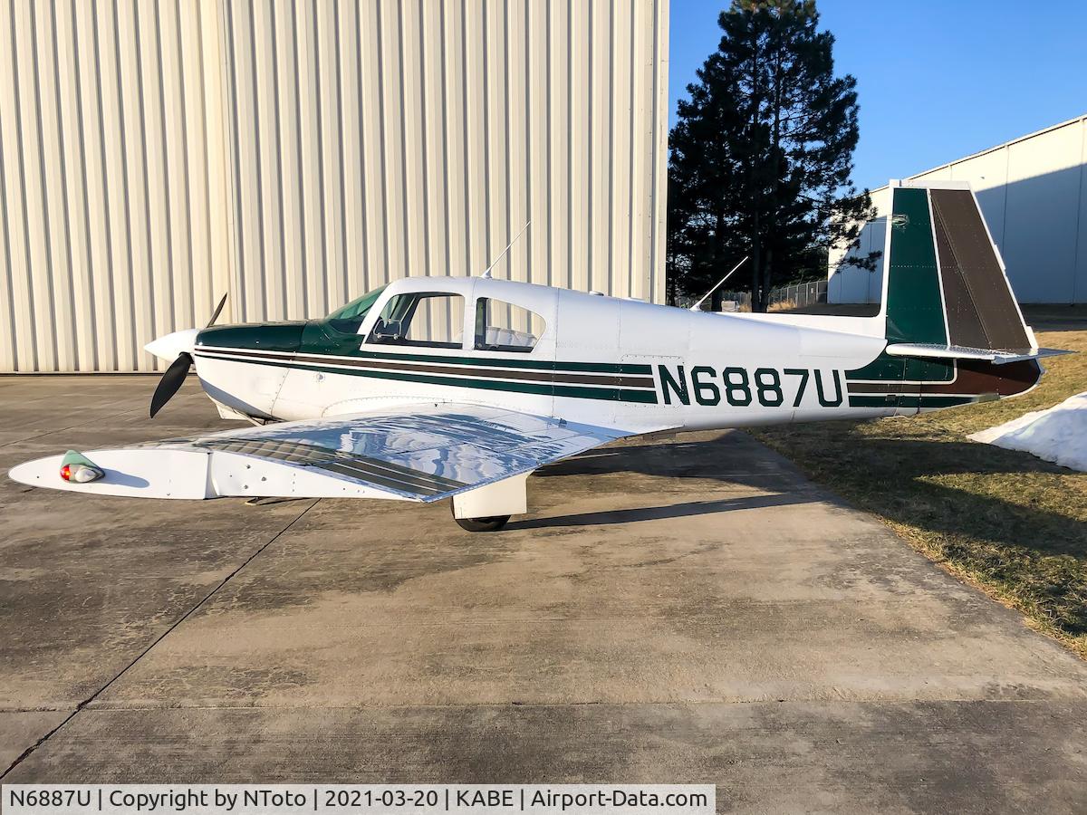 N6887U, 1963 Mooney M20C Ranger C/N 2591, Parked on the ramp in the morning.