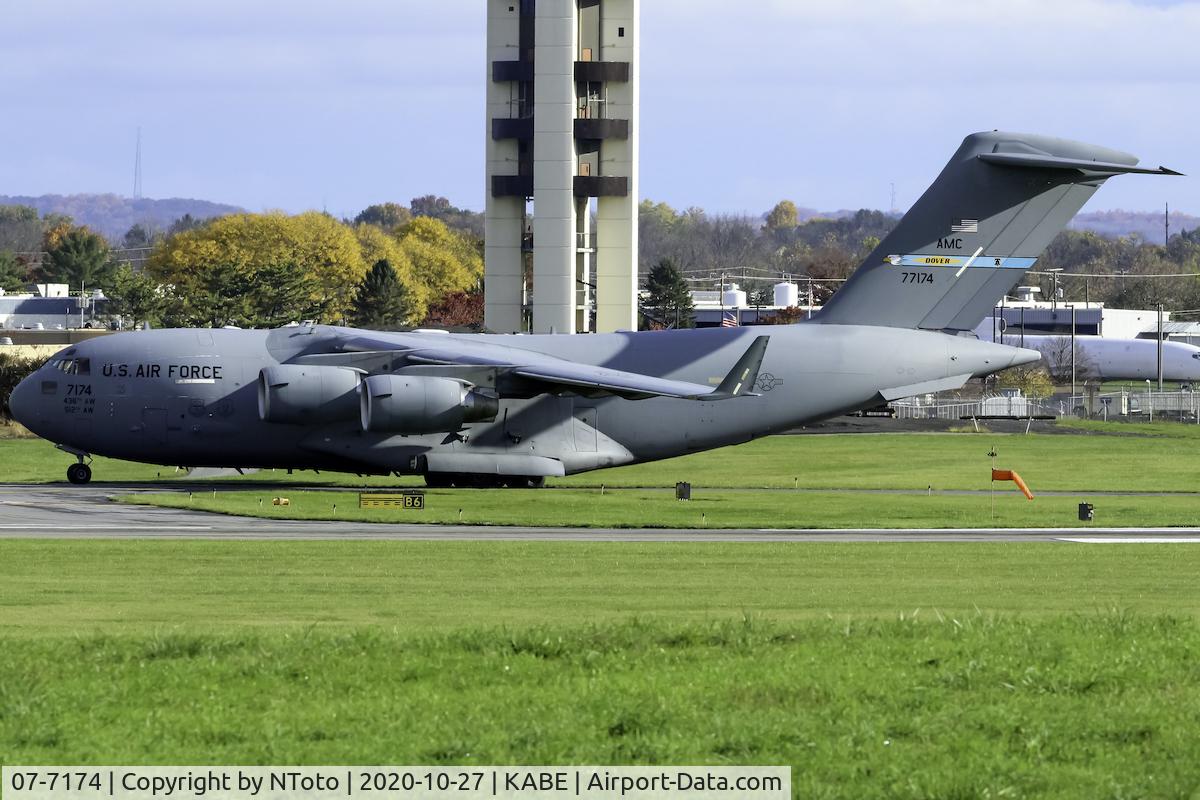 07-7174, 2007 Boeing C-17A Globemaster III C/N F-191/P-174, A Dover C-17 on a tango mission.