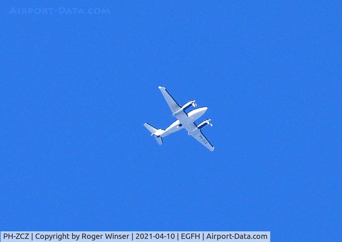 PH-ZCZ, 1987 Beech B200 King Air C/N BB-1281, OTT. Surveying/mapping Gower, Wales from 13000 feet. Operated by Zeusch Aviation.