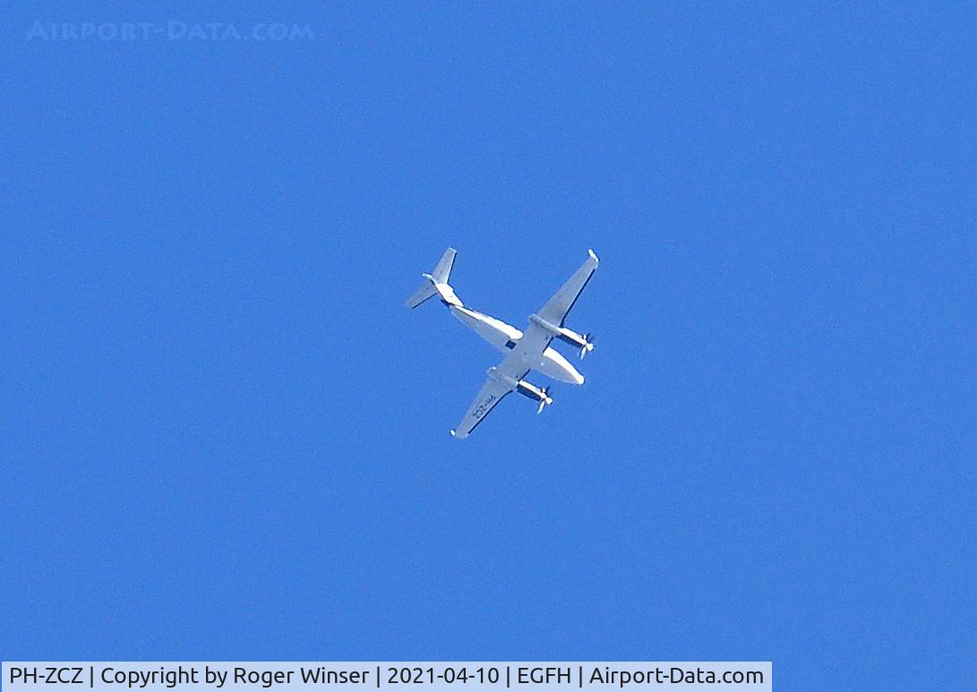 PH-ZCZ, 1987 Beech B200 King Air C/N BB-1281, OTT. Surveying/mapping Gower, Wales from 13000 feet. Operated by Zeusch Aviation.