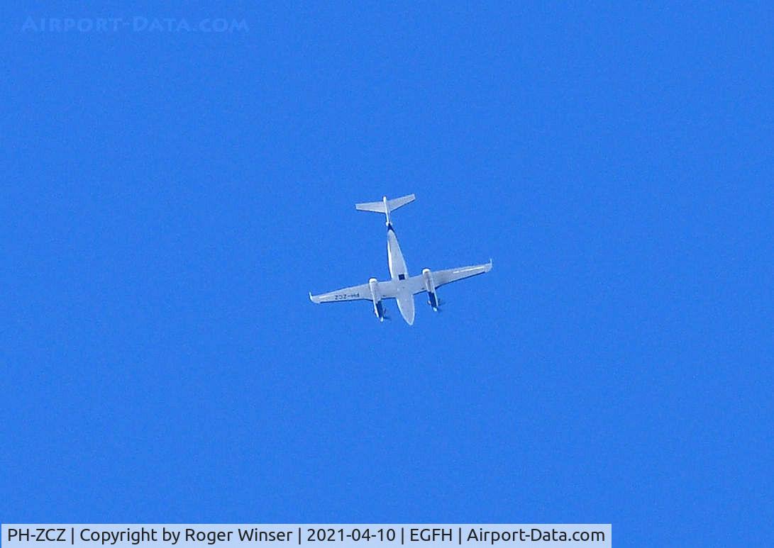 PH-ZCZ, 1987 Beech B200 King Air C/N BB-1281, OTT. Surveying/mapping Gower, Wales from 13000 feet. Operated by Zeusch Aviation .