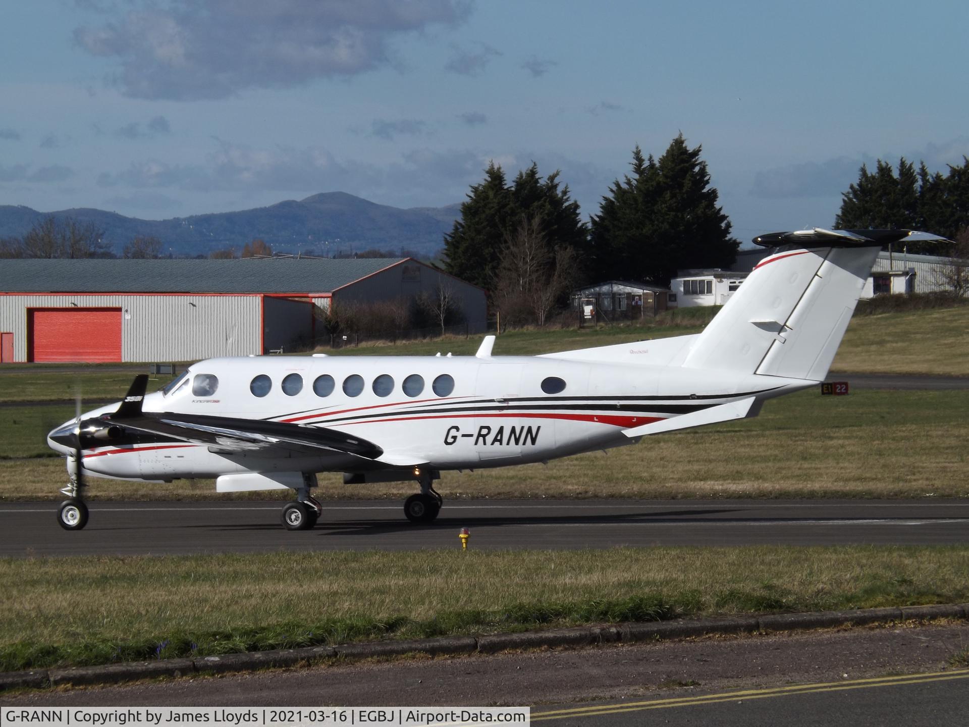 G-RANN, 2013 Beech B300 King Air King Air C/N FL-899, Taking off Runway 27 at Gloucestershire Airport.