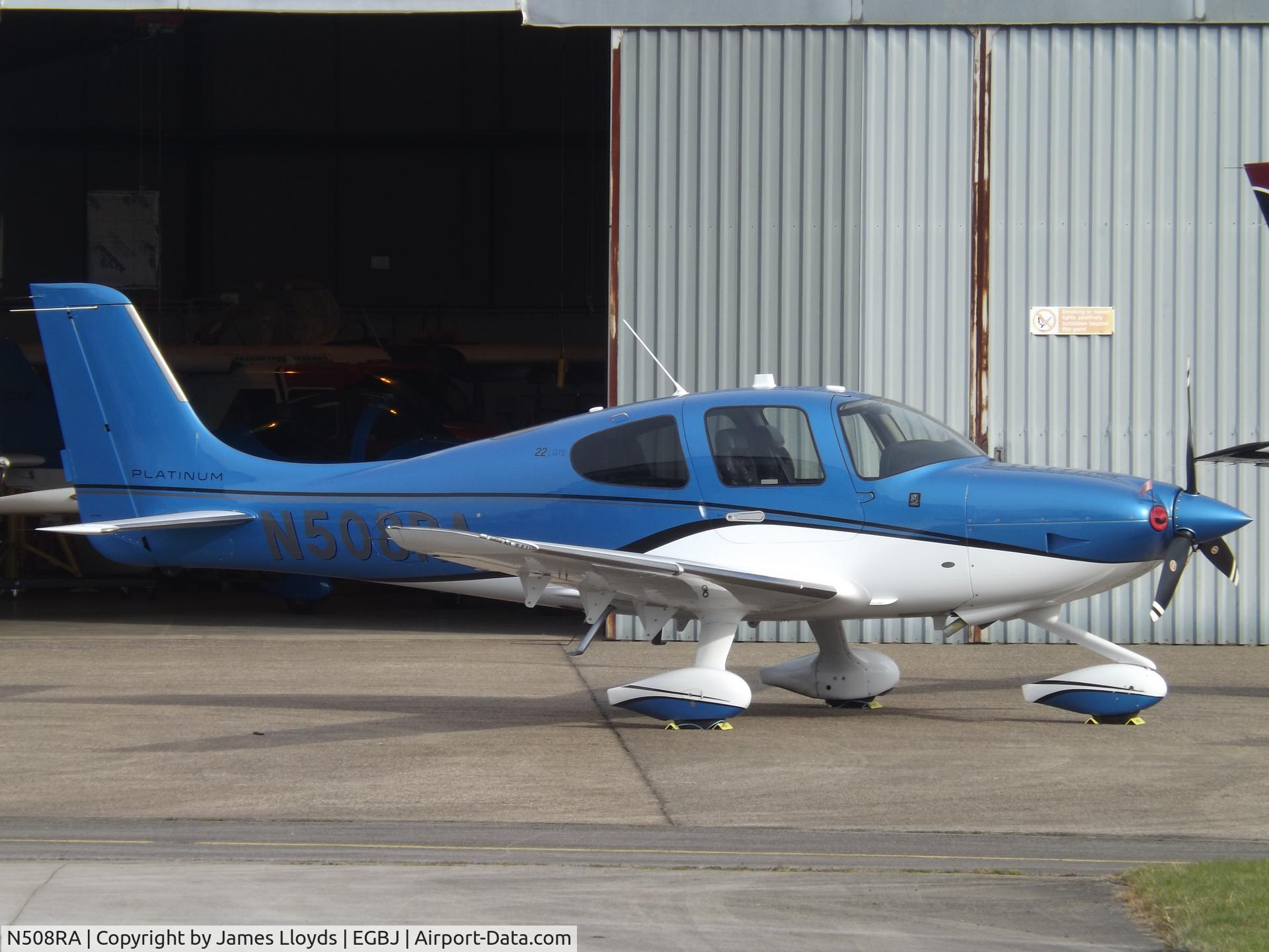 N508RA, 2017 Cirrus SR22 GTS C/N 4458, Parked at Gloucestershire Airport.