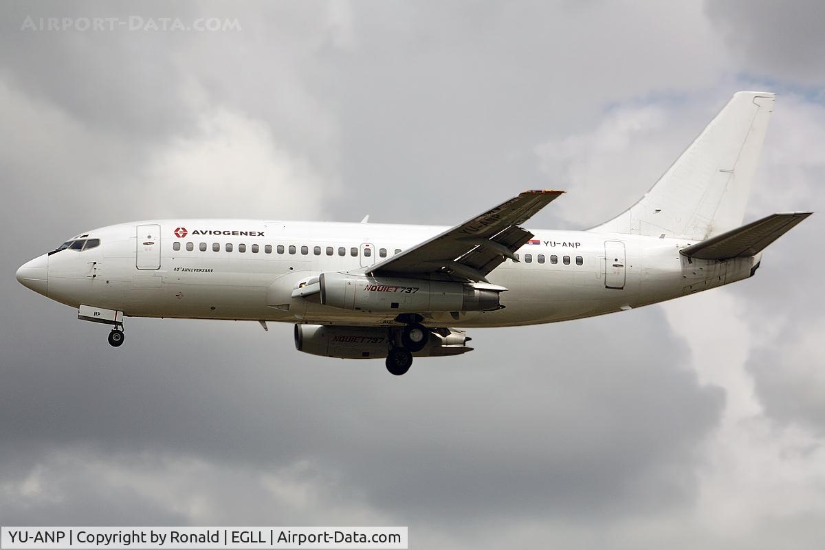 YU-ANP, 1987 Boeing 737-2K3 C/N 23912, at lhr