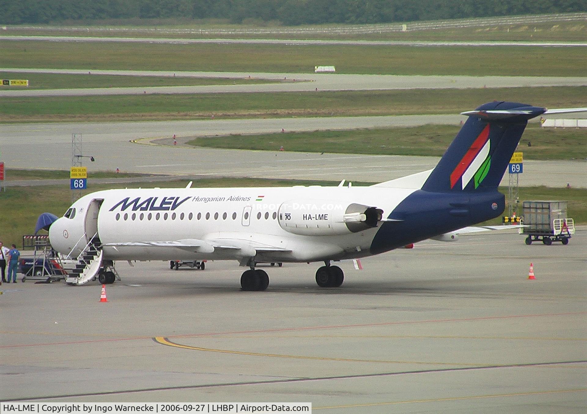 HA-LME, 1996 Fokker 70 (F-28-0070) C/N 11575, Fokker 70 (F-28-0070) of MALEV at Ferihegy airport, Budapest