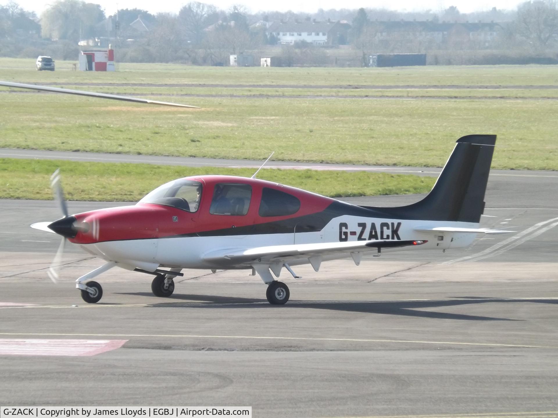 G-ZACK, 2005 Cirrus SR20 C/N 1503, Taxing in at Gloucestershire Airport.