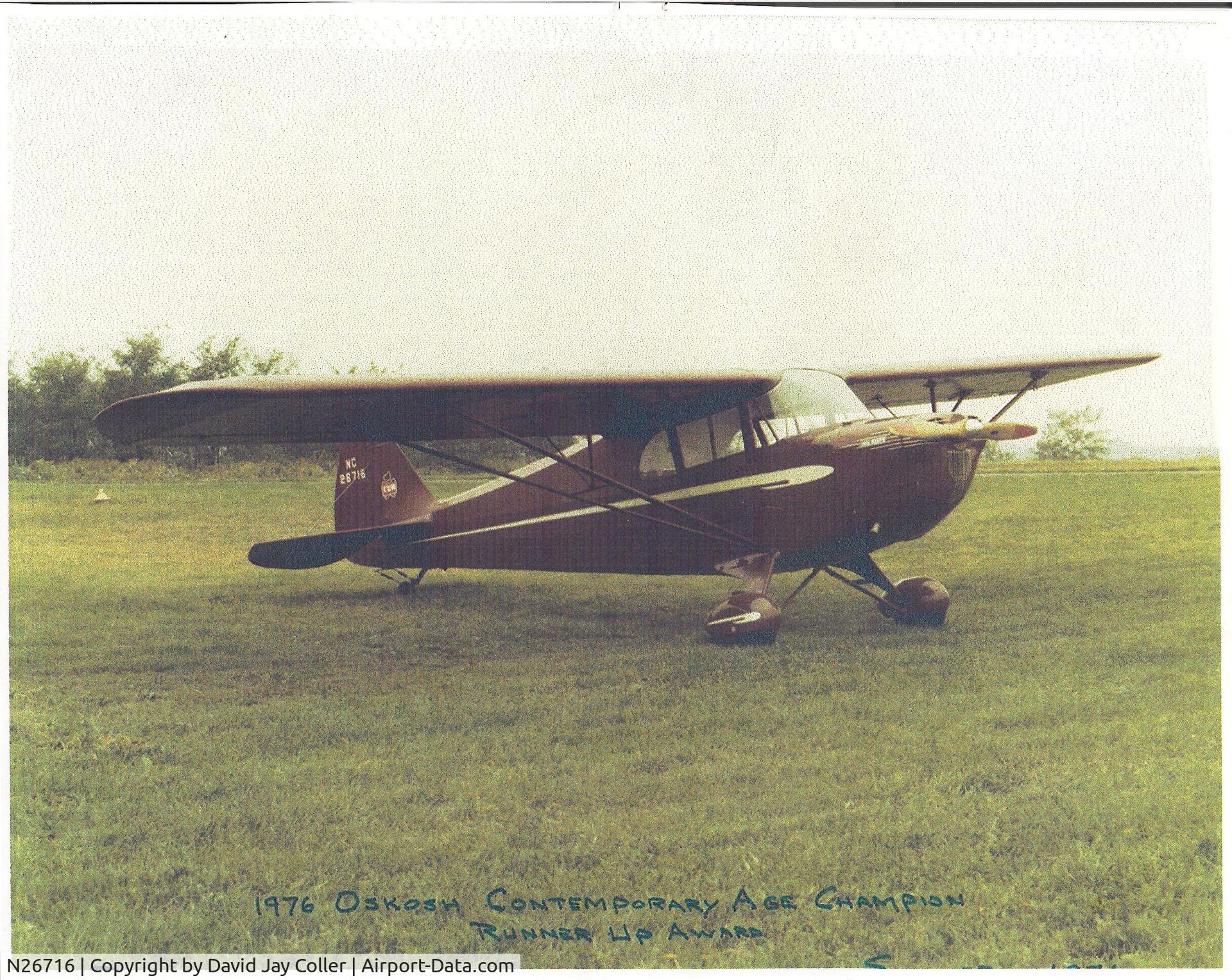 N26716, 1940 Piper J4A C/N 4-859, 1976 Oshkosh Contemporary Age Champion Runner Up