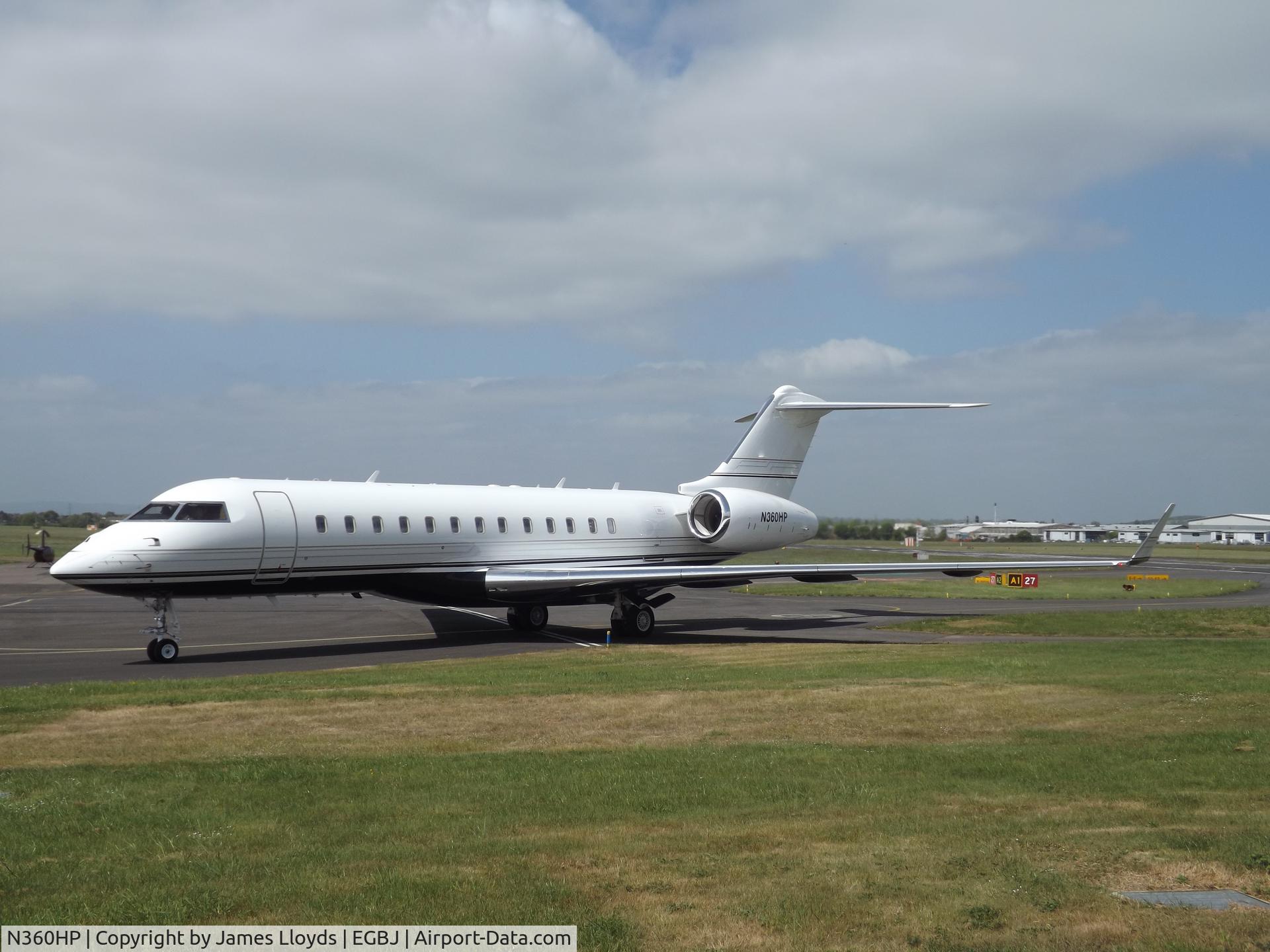 N360HP, 2009 Bombardier BD-700-1A10 Global Express C/N 9344, Taxing in at Gloucestershire Airport.