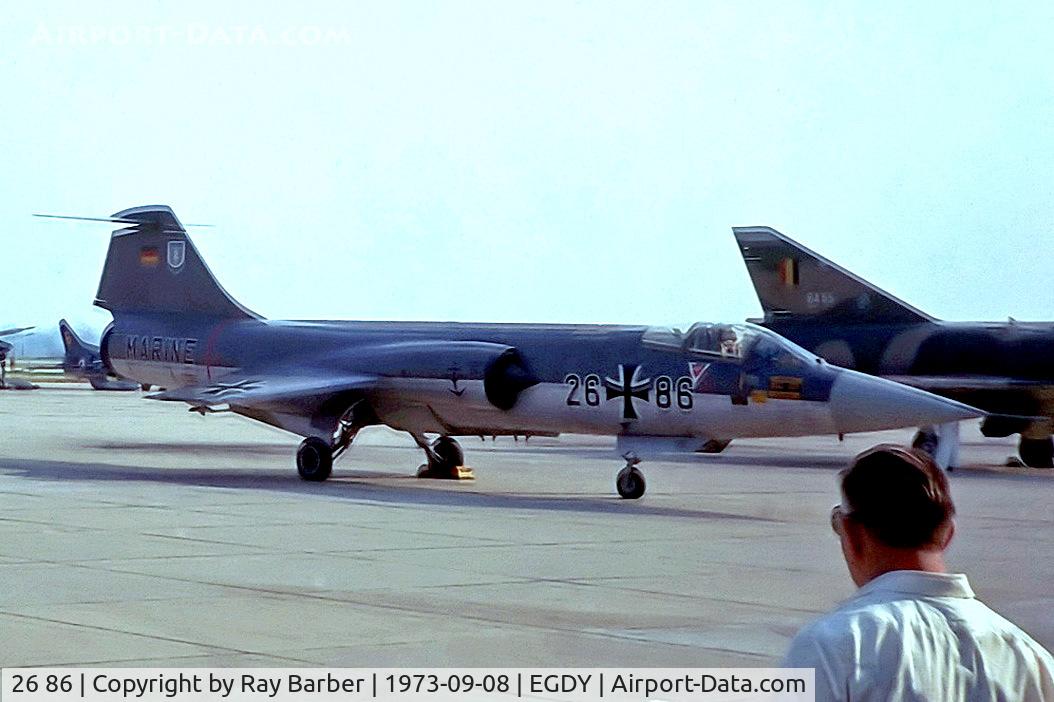 26 86, Lockheed F-104G Starfighter C/N 683-7432, 26+86   Lockheed F-104G Starfighter [683-7432] (West German Navy) RNAS Yeovilton~G 08/09/1973