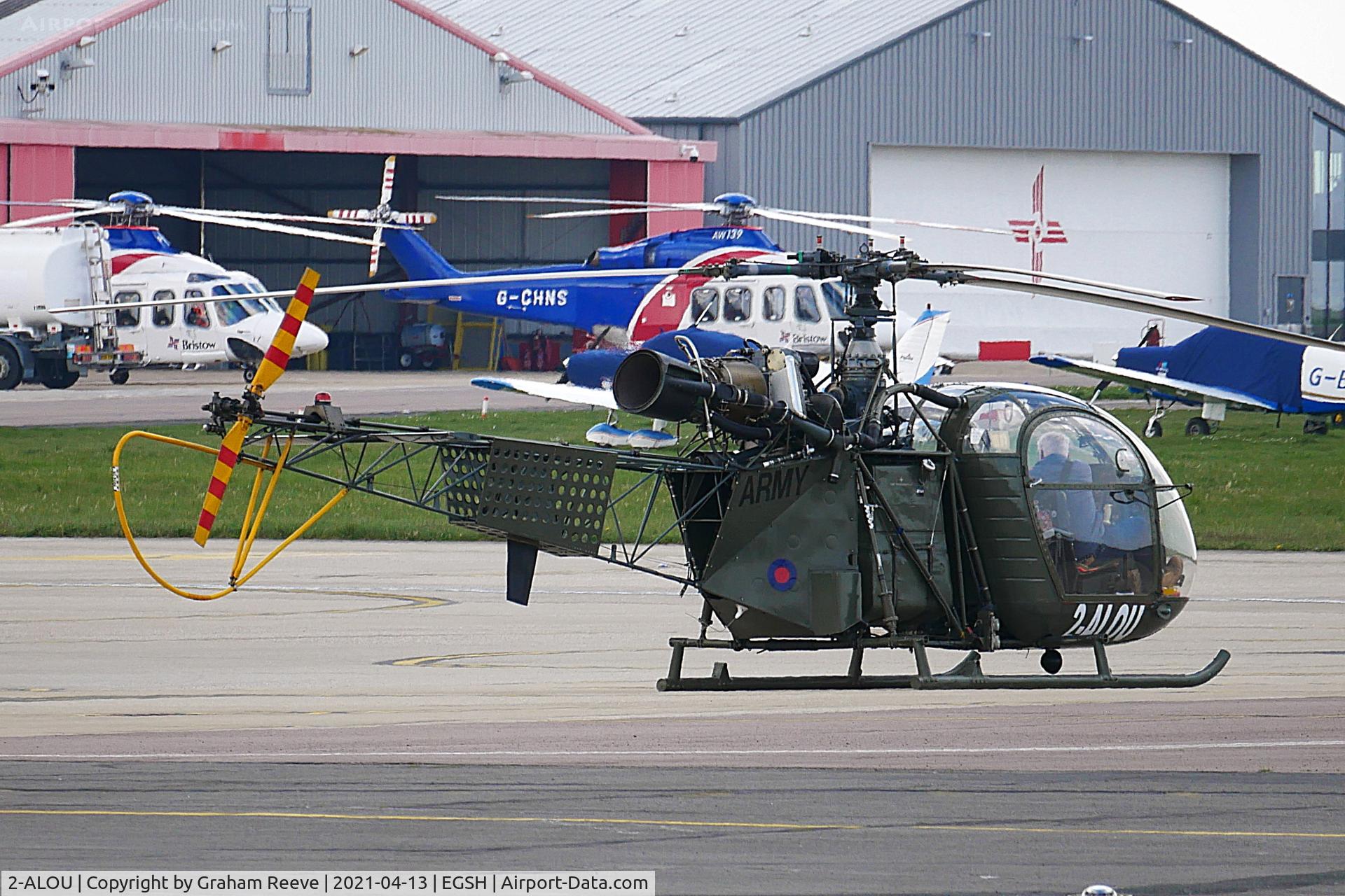 2-ALOU, 1961 Sud Aviation Alouette AH.2 C/N 1583, Just landed at Norwich.