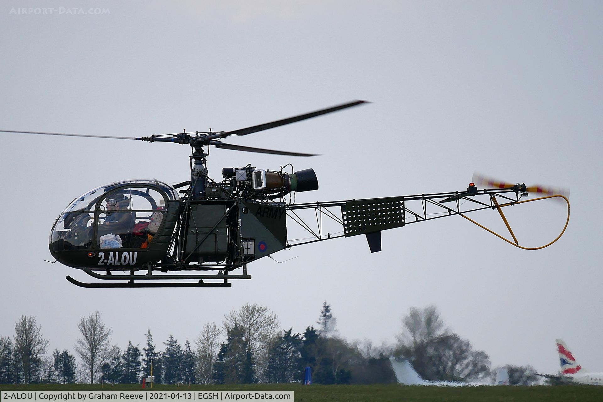 2-ALOU, 1961 Sud Aviation Alouette AH.2 C/N 1583, Landing at Norwich.