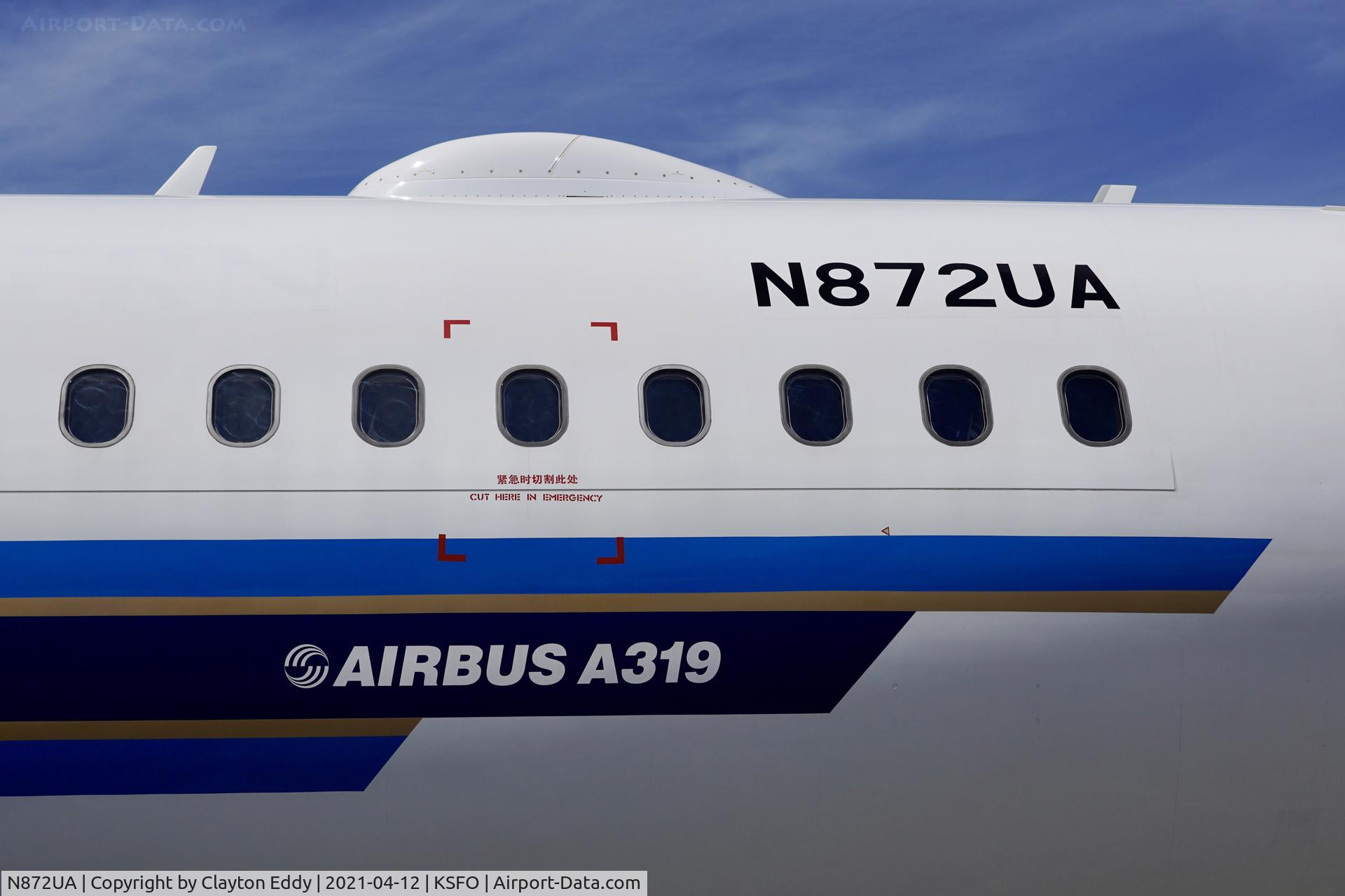 N872UA, 2003 Airbus A319-132 C/N 1986, SFO 2021.