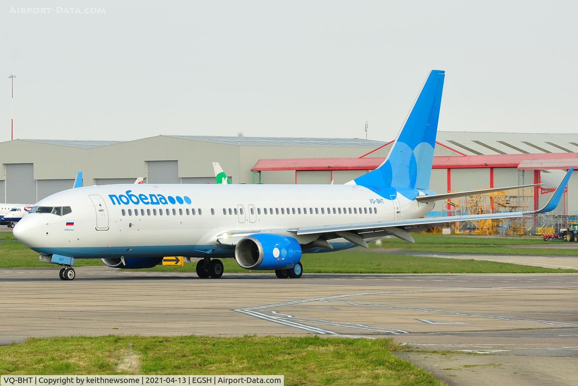 VQ-BHT, 2018 Boeing 737-8LJ C/N 41235, Leaving Norwich for Moscow.