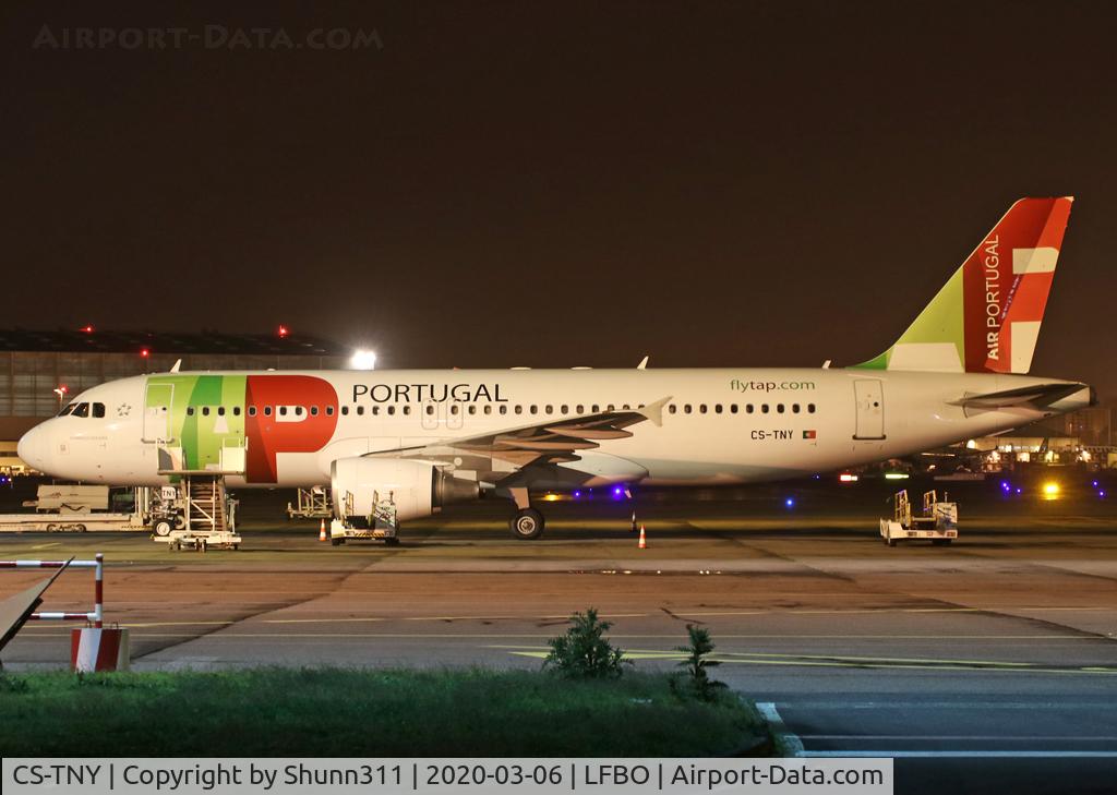 CS-TNY, 2011 Airbus A320-214 C/N 4742, Night stop and parked at the General Aviation area...