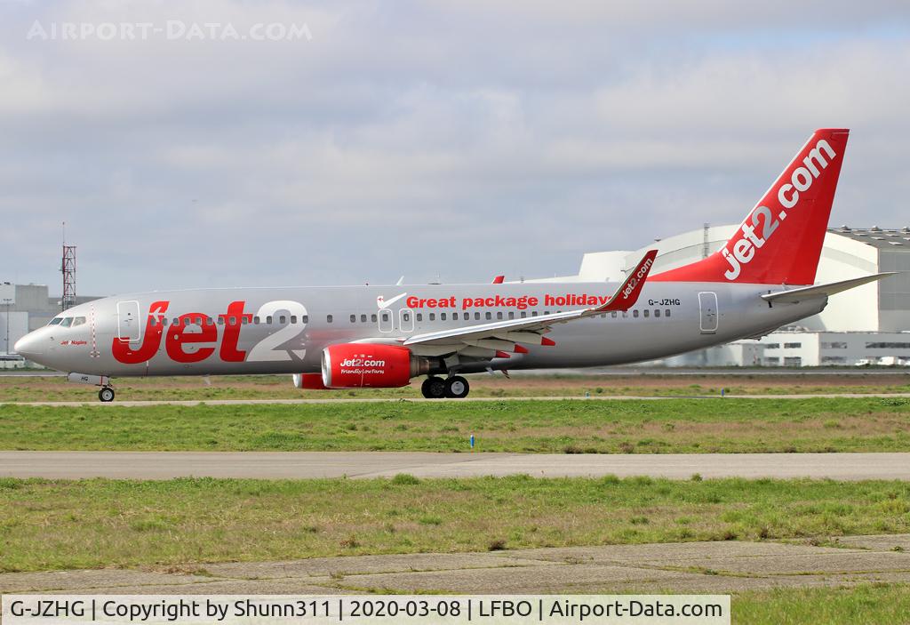 G-JZHG, 2000 Boeing 737-85P C/N 28388, Taxiing holding point rwy 32R for departure...