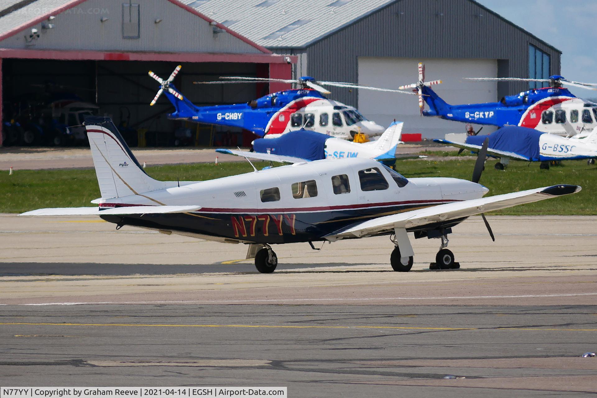 N77YY, 1999 Piper PA-32R-301T Turbo Saratoga C/N 3257120, Parked at Norwich.