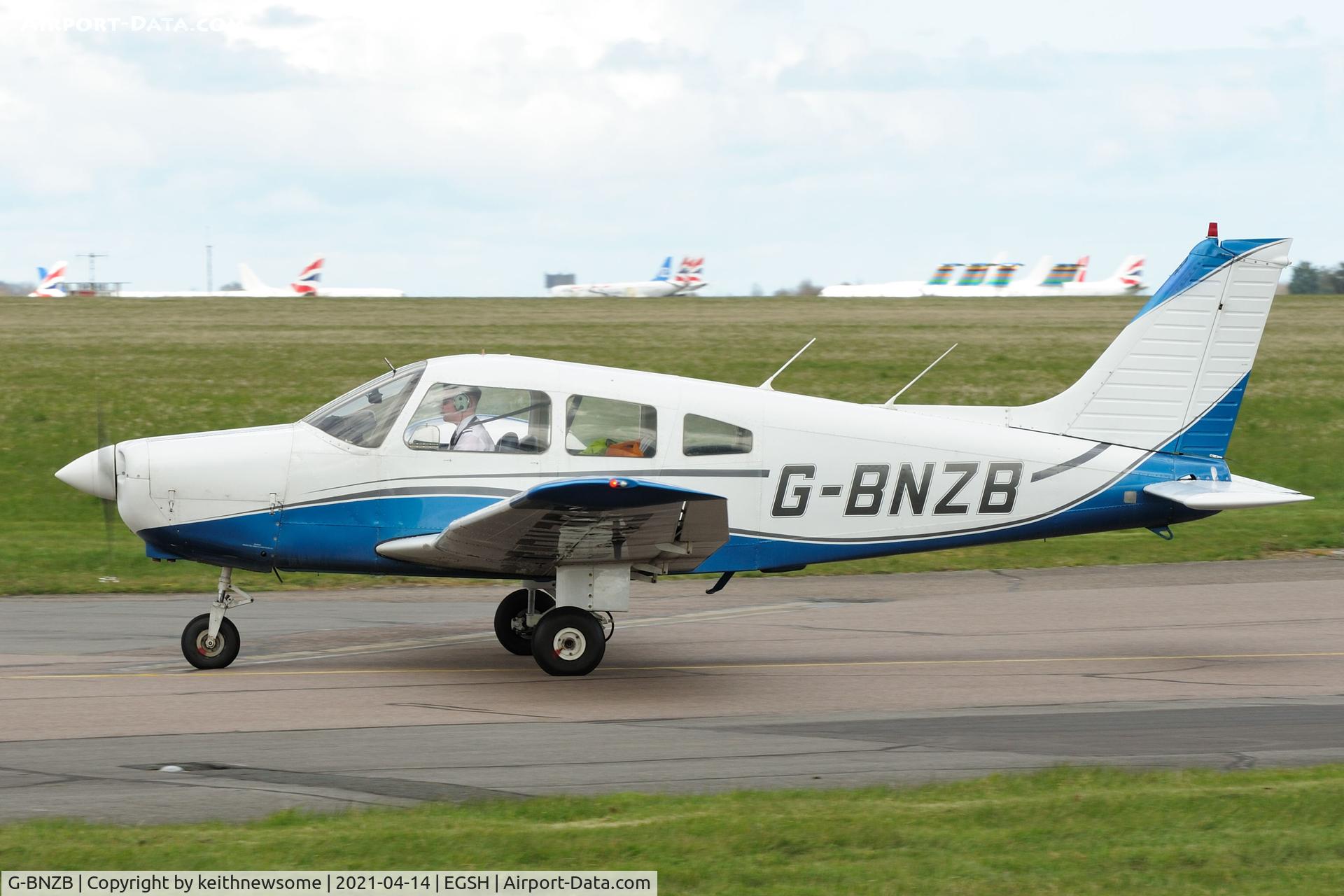 G-BNZB, 1979 Piper PA-28-161 Cherokee Warrior II C/N 28-7916521, Arriving at Norwich.