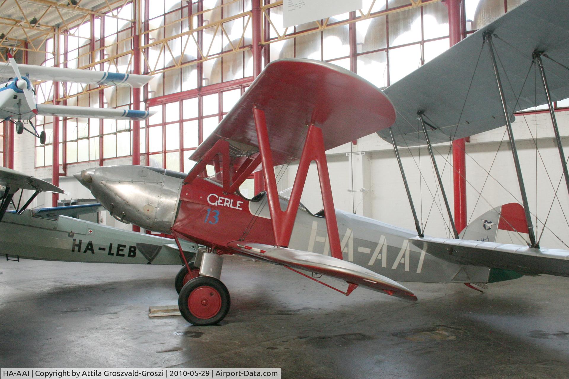 HA-AAI, 1988 Bánhidi Gerle 13 - Replica C/N F-04, Budapest is a traffic museum, a Petöfi hall. Hungary
(It was later converted to Gerle 12 during the renovation. -HA-AAE)