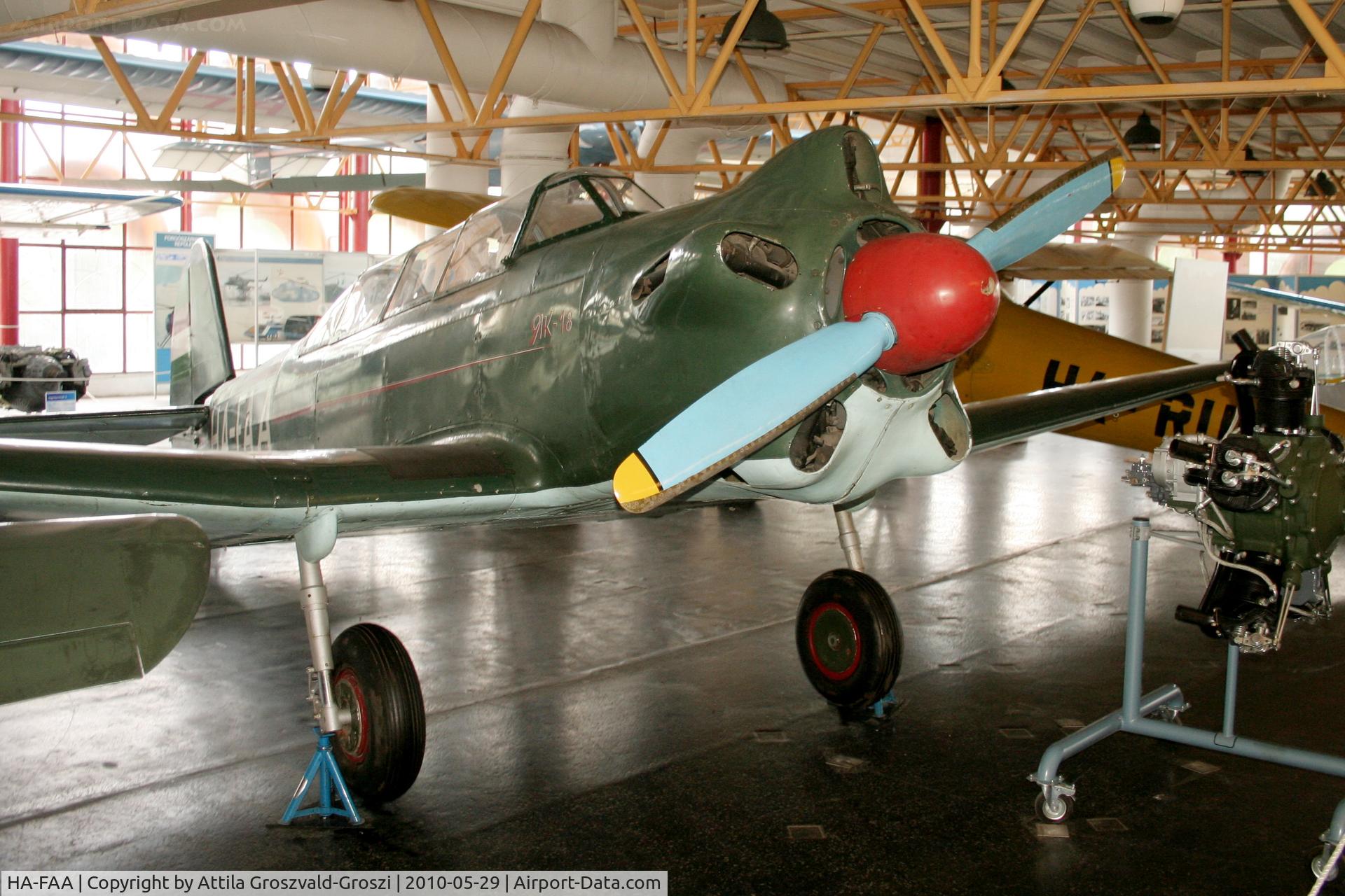 HA-FAA, 1950 Yakovlev Yak-18 C/N 4312, Budapest is a traffic museum, a Petöfi hall. Hungary