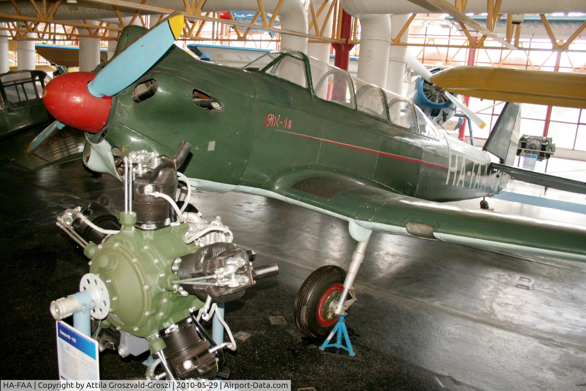 HA-FAA, 1950 Yakovlev Yak-18 C/N 4312, Budapest is a traffic museum, a Petöfi hall. Hungary