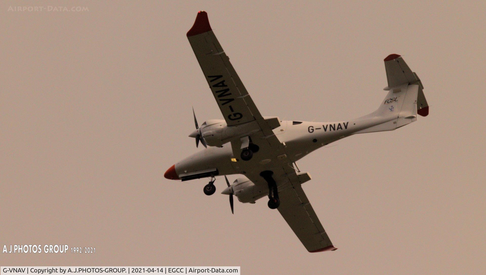 G-VNAV, 2019 Diamond DA-62 C/N 62.130, was flying around man egcc uk