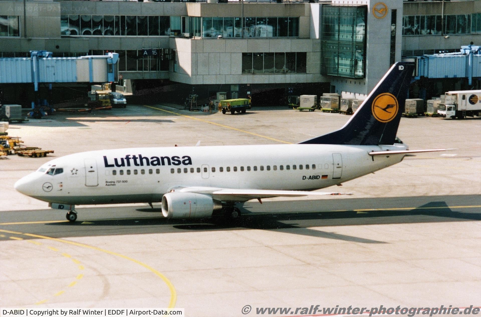 D-ABID, 1990 Boeing 737-530 C/N 24818, Boeing 737-530 - LH DHL Lufthansa 'Aachen' - 24818 - D-ABID - 07.1999 - FRA