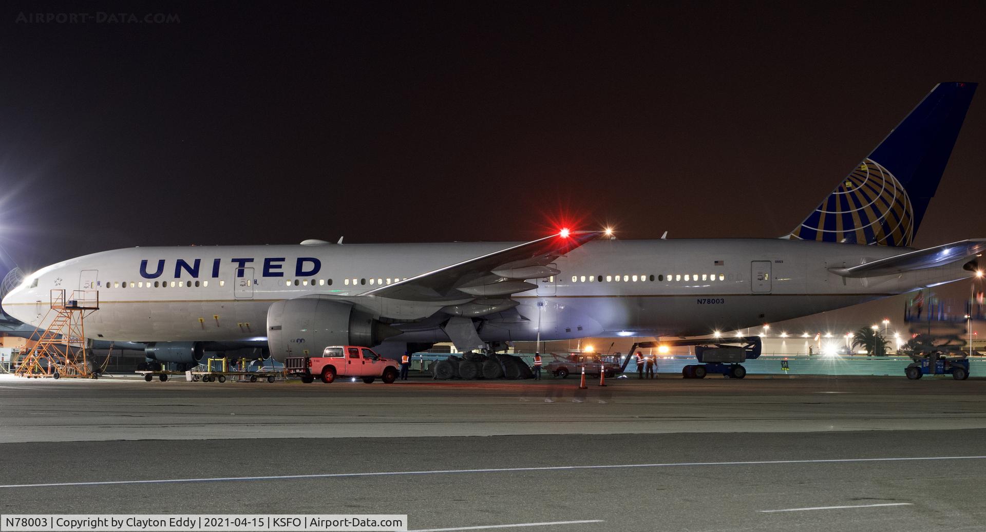 N78003, 1998 Boeing 777-224 C/N 27579, SFO 2021.